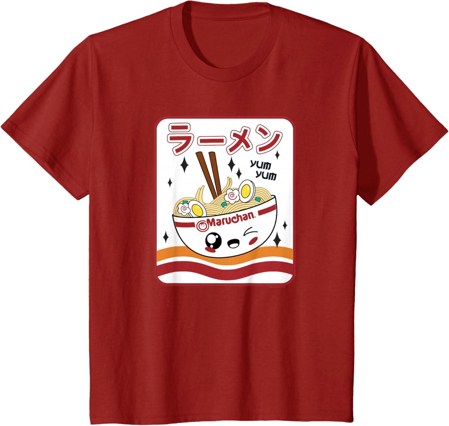 image:imageMaruchan Instant Lunch Kawaii Katakana Ramen Bowl Portrait TShirtCranberry Red