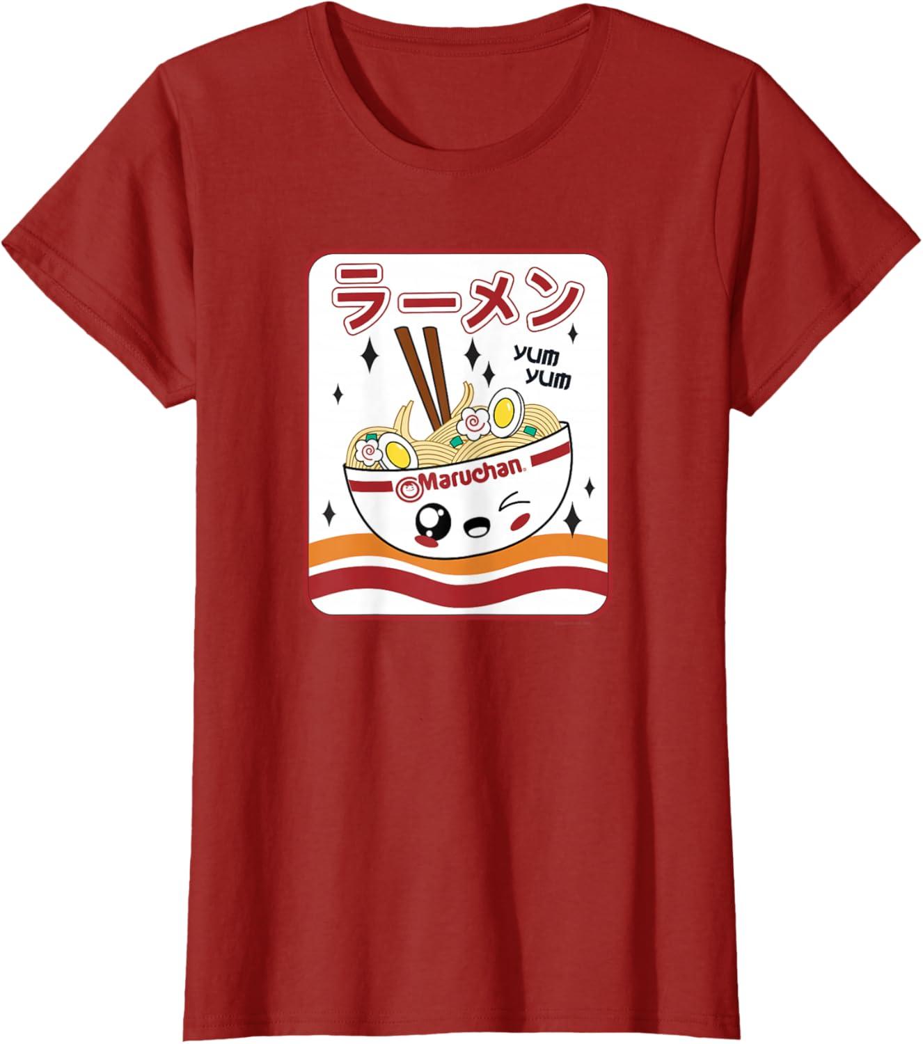 image:imageMaruchan Instant Lunch Kawaii Katakana Ramen Bowl Portrait TShirtCranberry Red