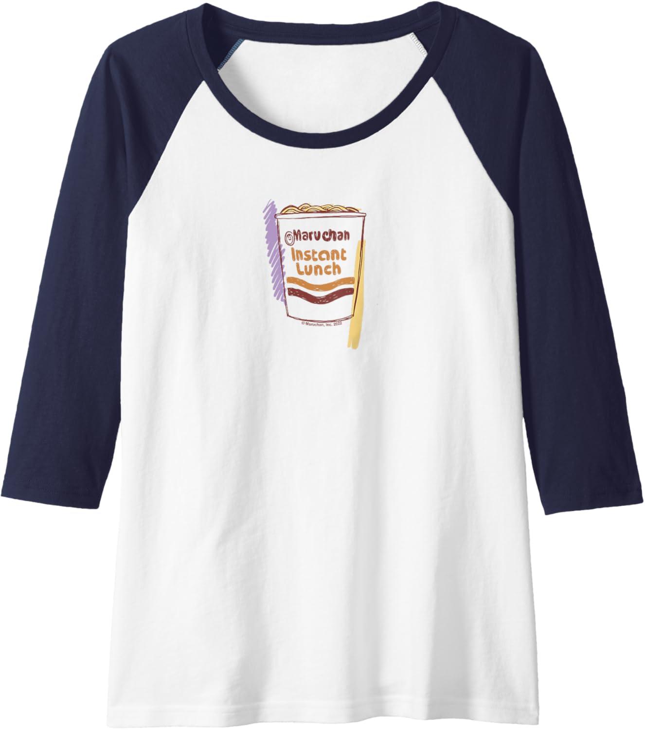 image:imageMaruchan Instant Lunch Logo Sketch Raglan Baseball TeeNavy BlueWhite