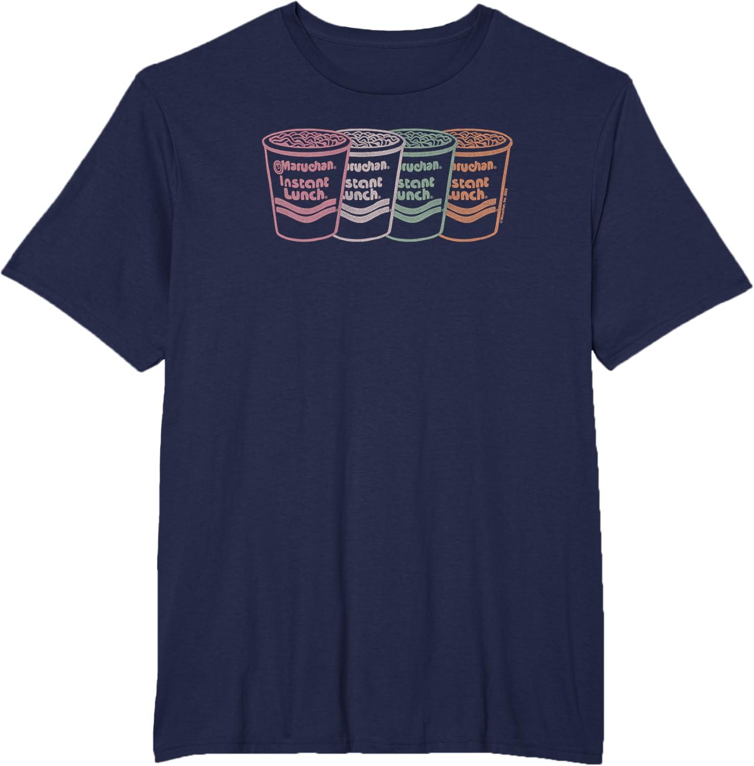image:imageMaruchan Instant Lunch Multi Cups Colorful Line Art TShirtNavy Blue