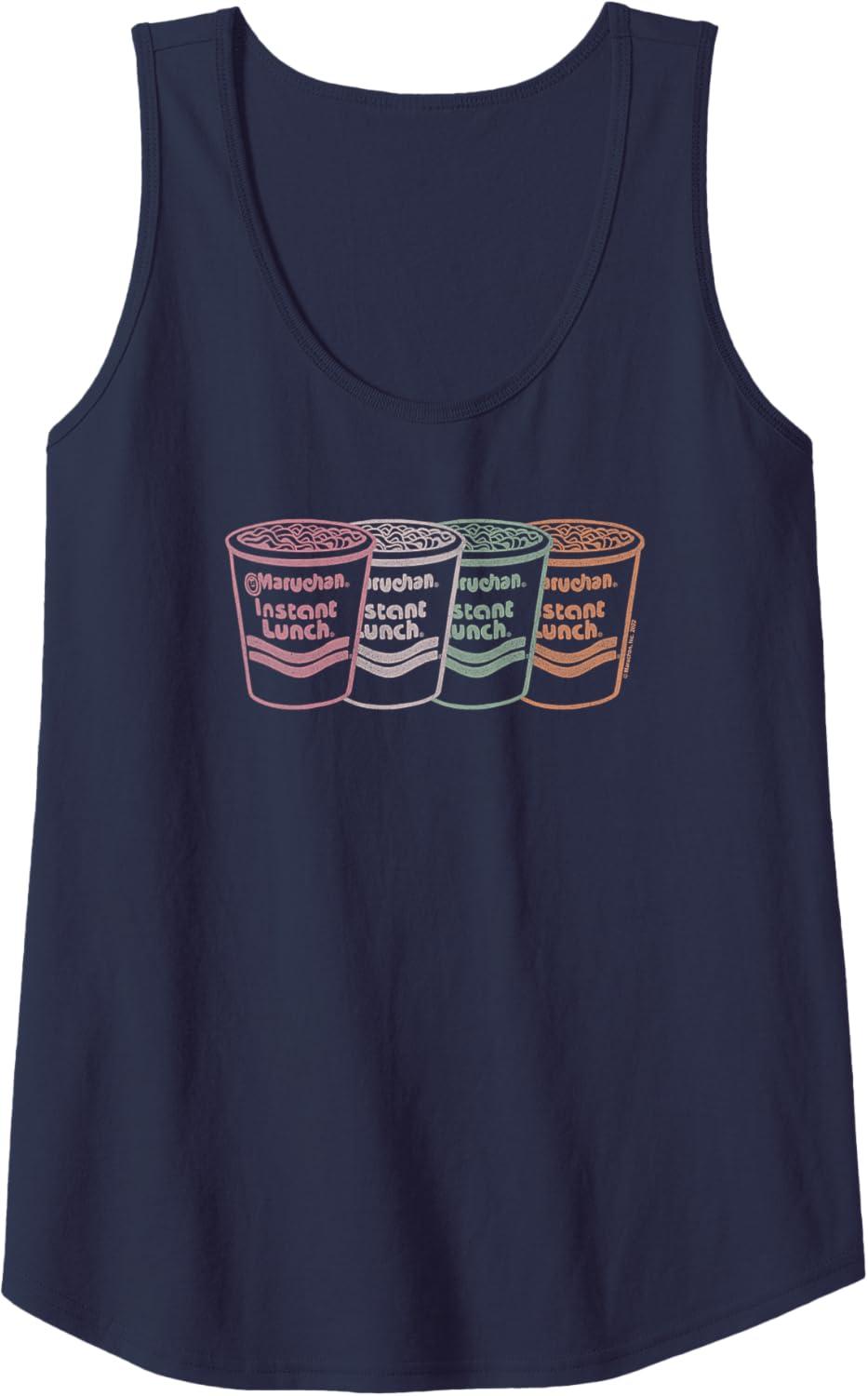 image:imageMaruchan Instant Lunch Multi Cups Colorful Line Art Tank TopNavy Blue
