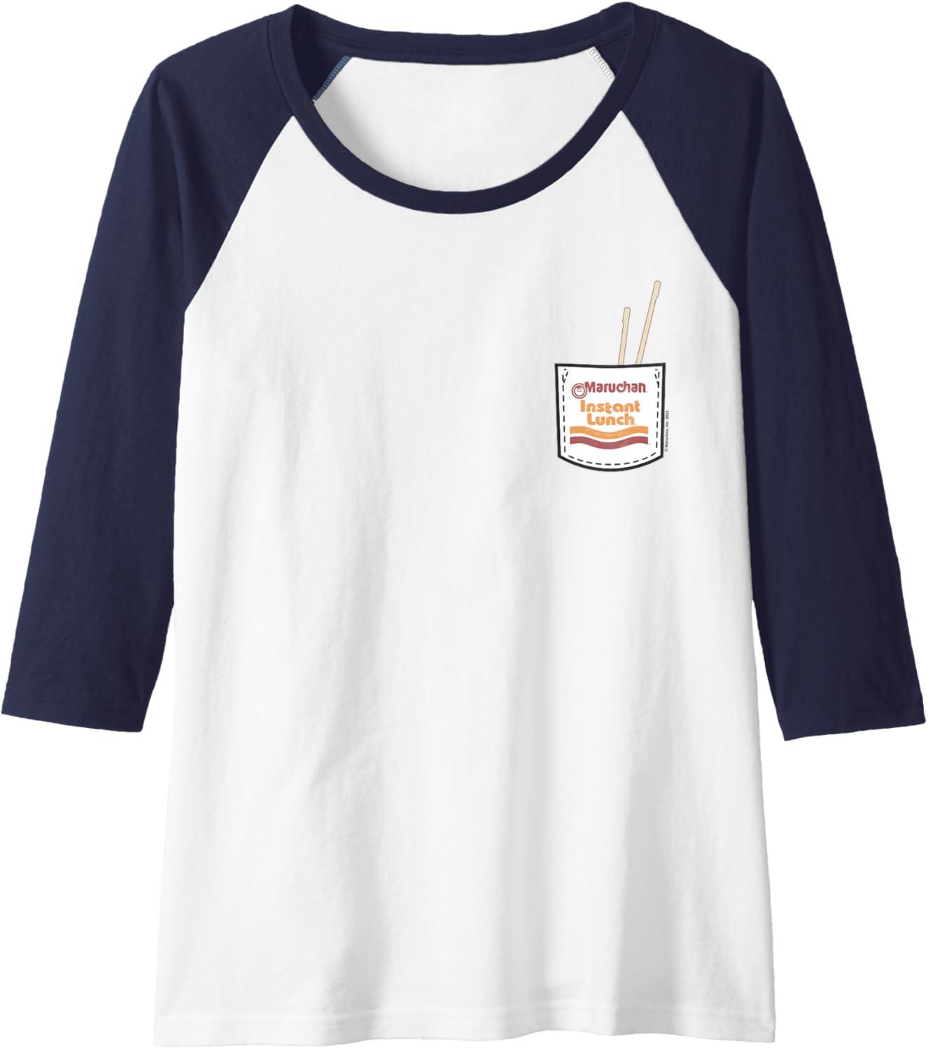 image:imageMaruchan Instant Lunch Pocket Chop Sticks Raglan Baseball TeeNavy BlueWhite