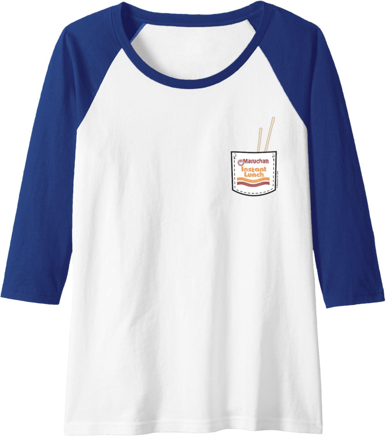 image:imageMaruchan Instant Lunch Pocket Chop Sticks Raglan Baseball TeeRoyal BlueWhite