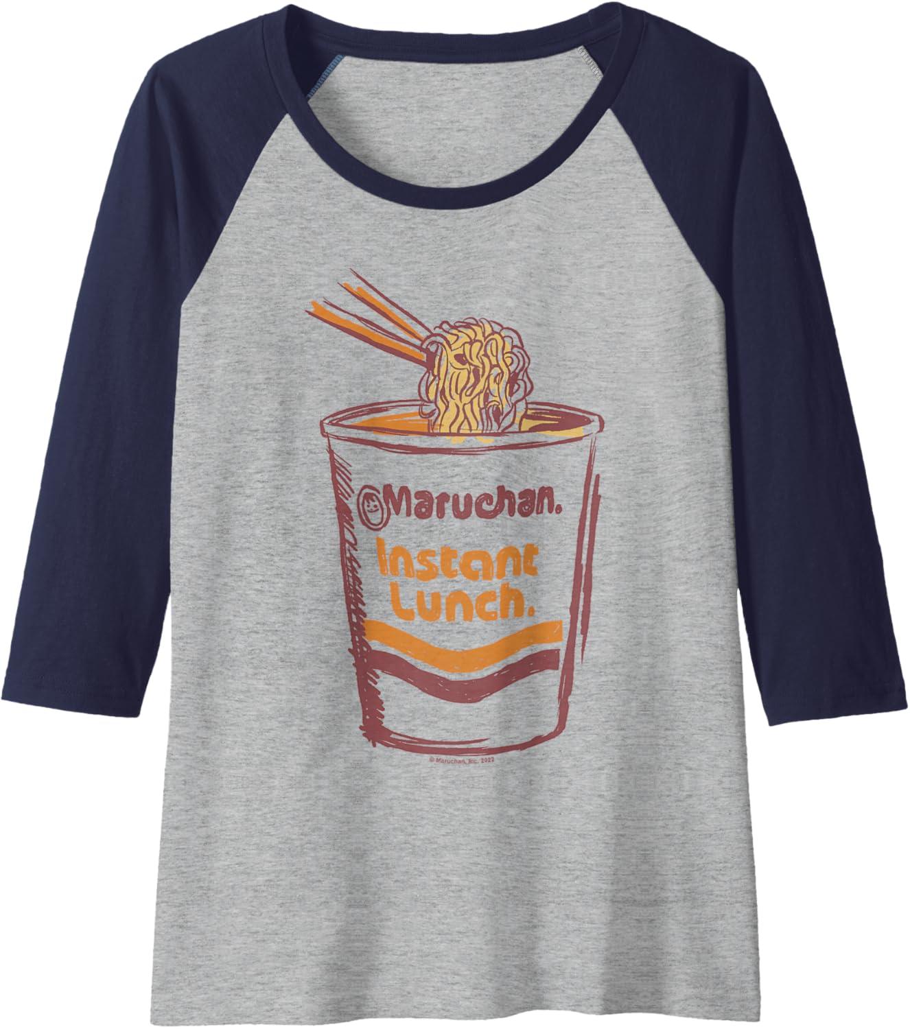 image:imageMaruchan Instant Lunch Ramen Cup Art Logo Raglan Baseball TeeNavy BlueAthletic Heather