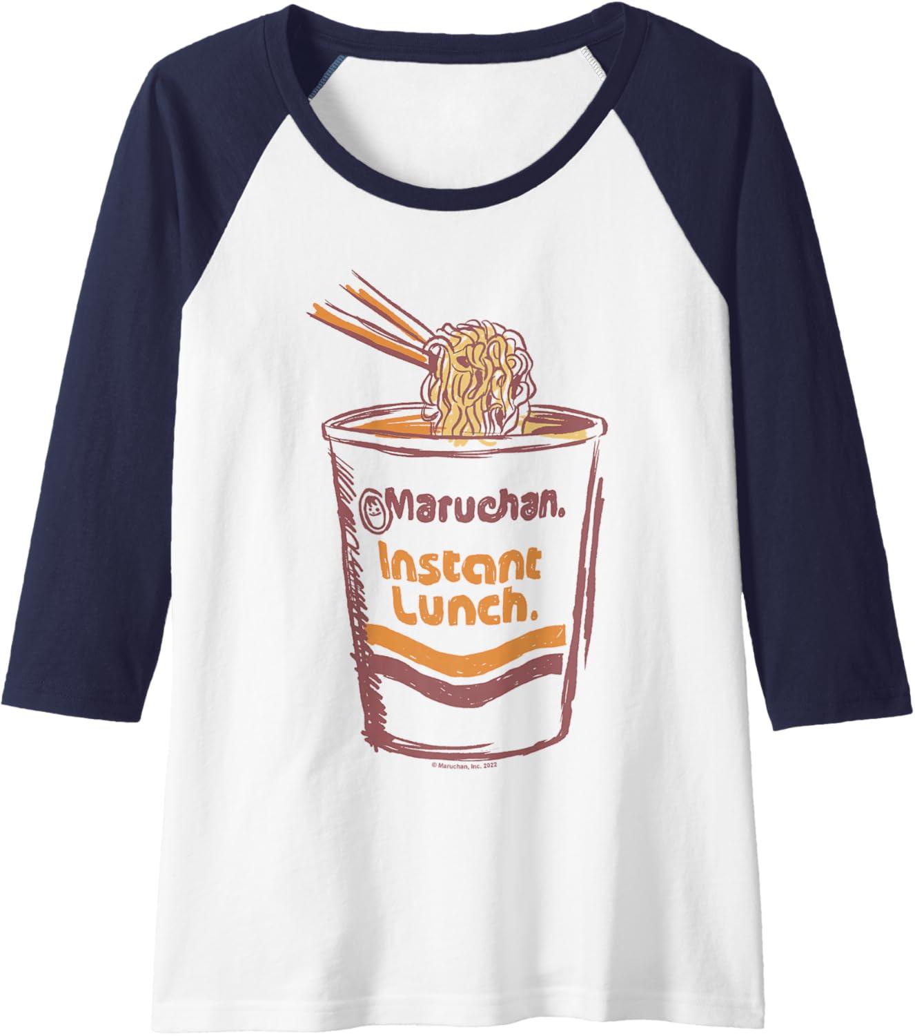 image:imageMaruchan Instant Lunch Ramen Cup Art Logo Raglan Baseball TeeNavy BlueWhite