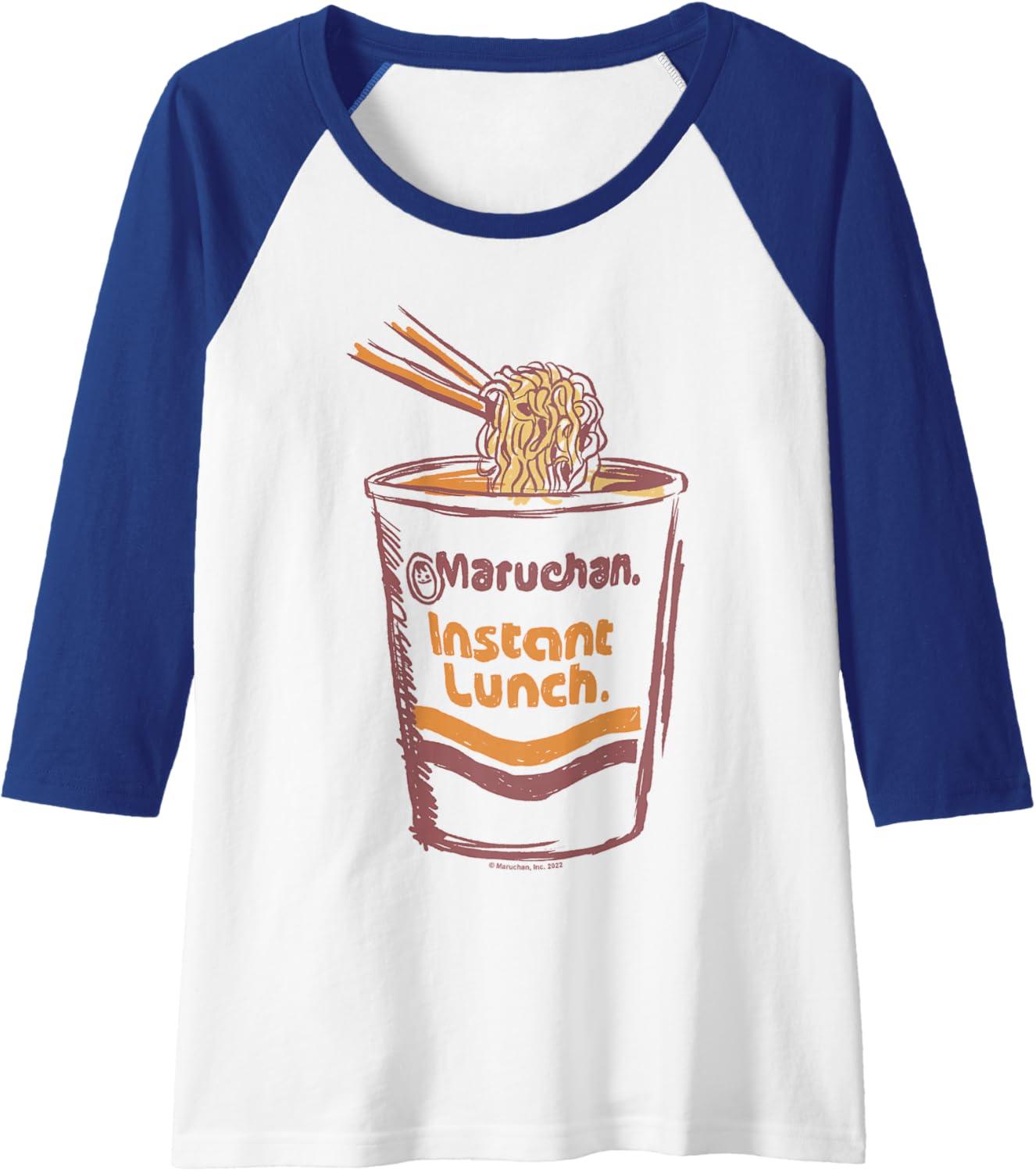 image:imageMaruchan Instant Lunch Ramen Cup Art Logo Raglan Baseball TeeRoyal BlueWhite