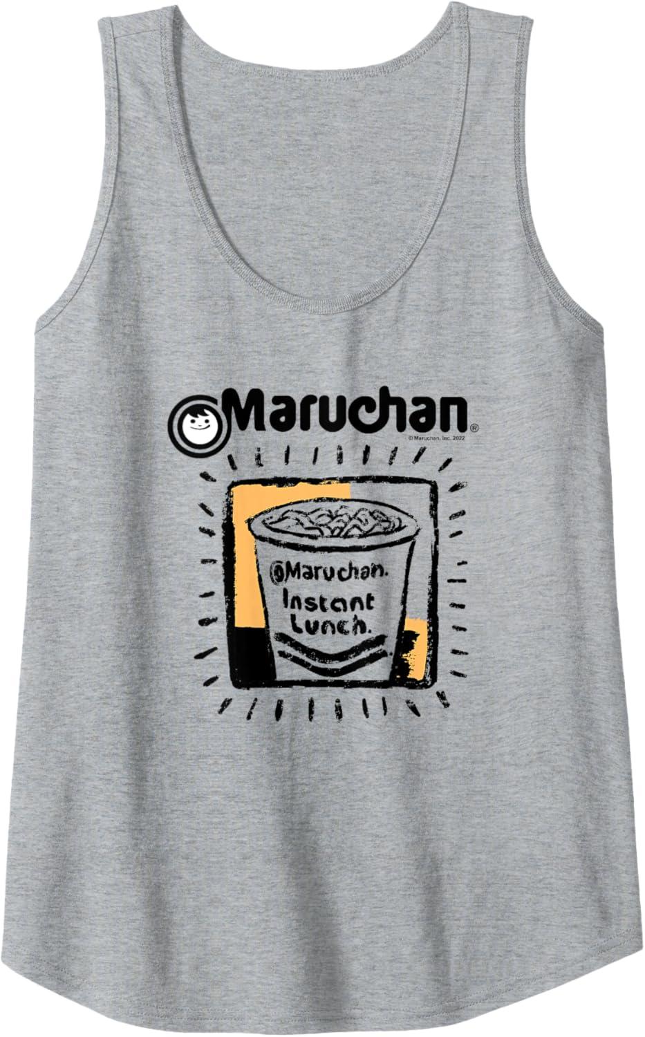 image:imageMaruchan Instant Lunch Ramen Cup Crayon Drawing Logo Tank TopHeather Grey