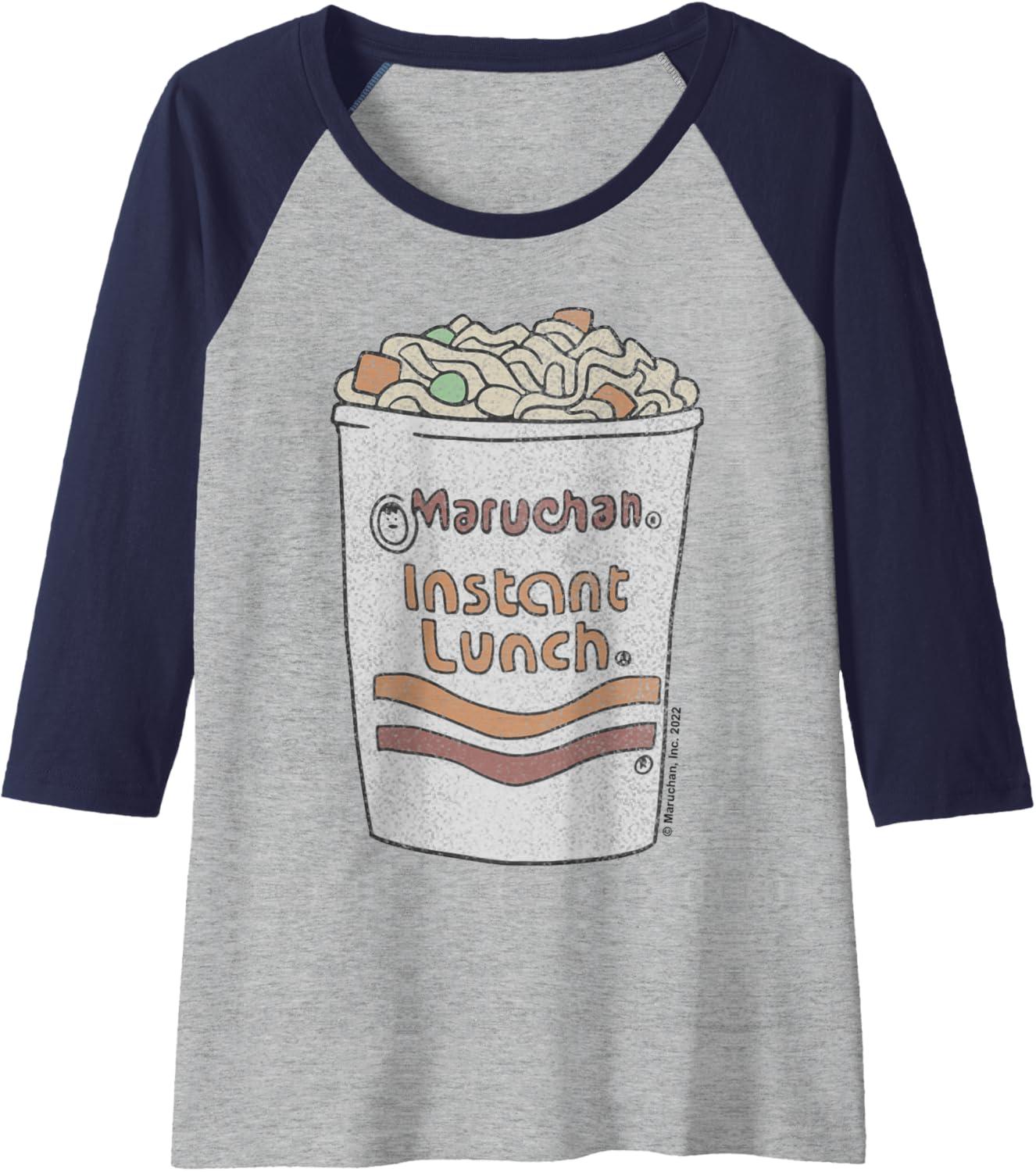 image:imageMaruchan Instant Lunch Ramen Cup Drawing Logo Raglan Baseball TeeNavy BlueAthletic Heather