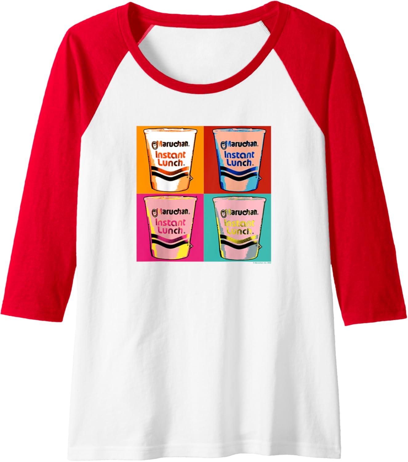 image:imageMaruchan Instant Lunch Ramen Cups Pop Art Painting Raglan Baseball TeeRedWhite