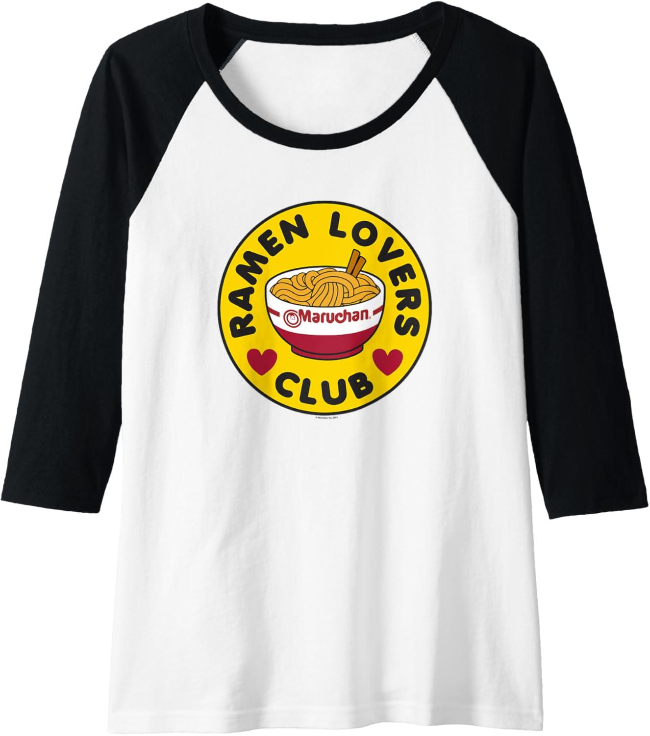 image:imageMaruchan Instant Lunch Ramen Lovers Club Bowl Logo Raglan Baseball TeeBlackWhite
