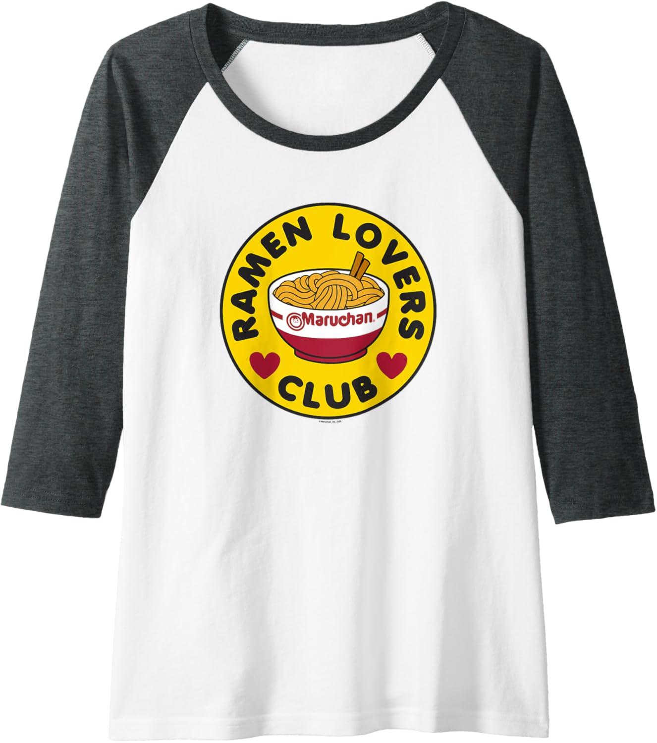 image:imageMaruchan Instant Lunch Ramen Lovers Club Bowl Logo Raglan Baseball TeeDark Heather GreyWhite