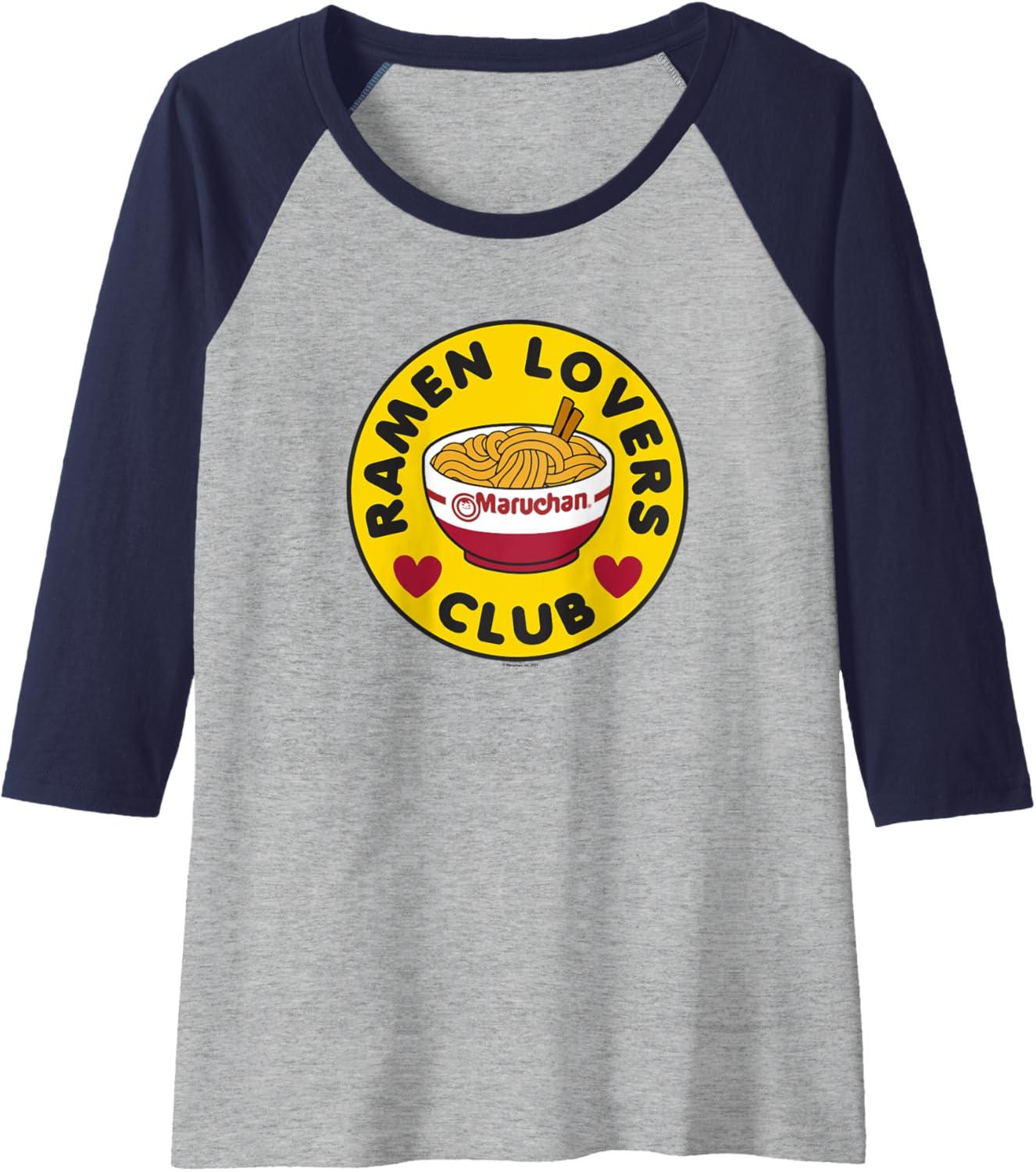 image:imageMaruchan Instant Lunch Ramen Lovers Club Bowl Logo Raglan Baseball TeeNavy BlueAthletic Heather