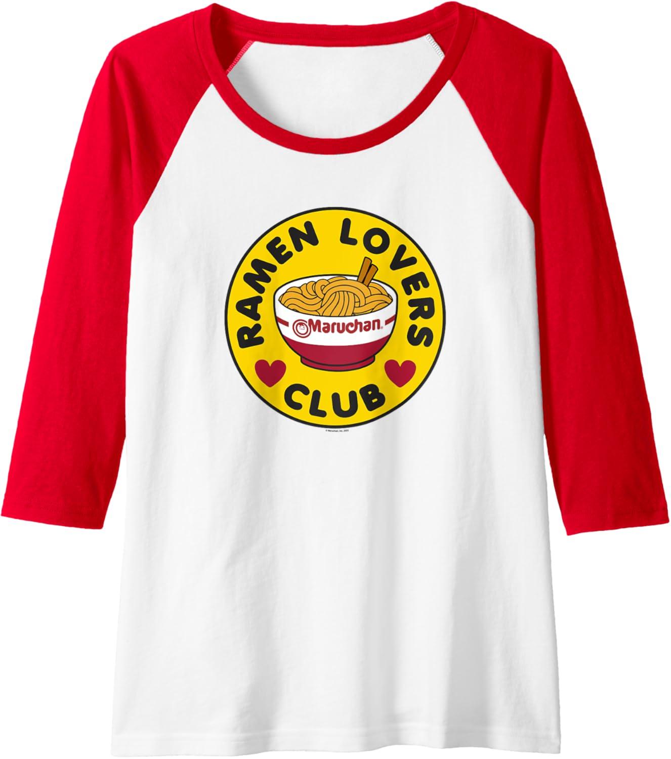 image:imageMaruchan Instant Lunch Ramen Lovers Club Bowl Logo Raglan Baseball TeeRedWhite