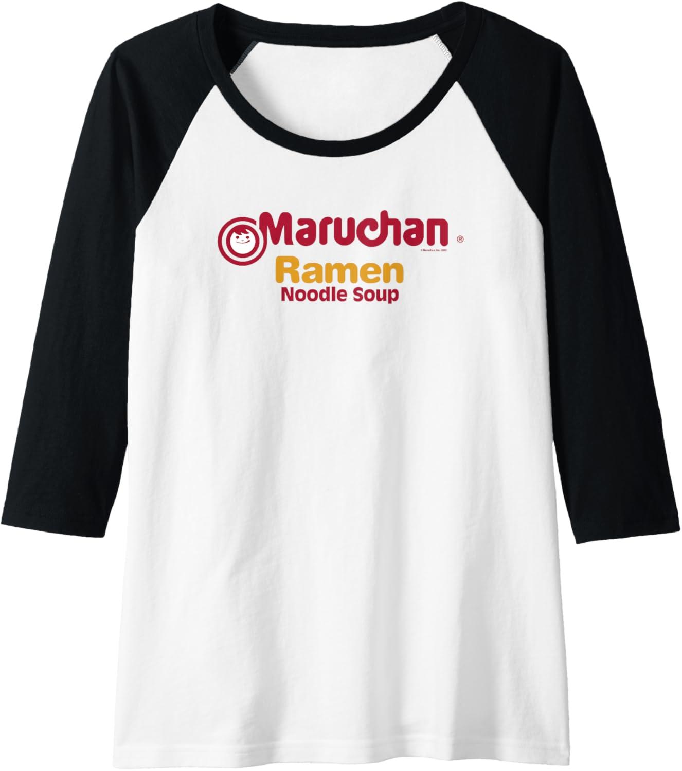 image:imageMaruchan Instant Lunch Ramen Noodle Soup Logo Raglan Baseball TeeBlackWhite