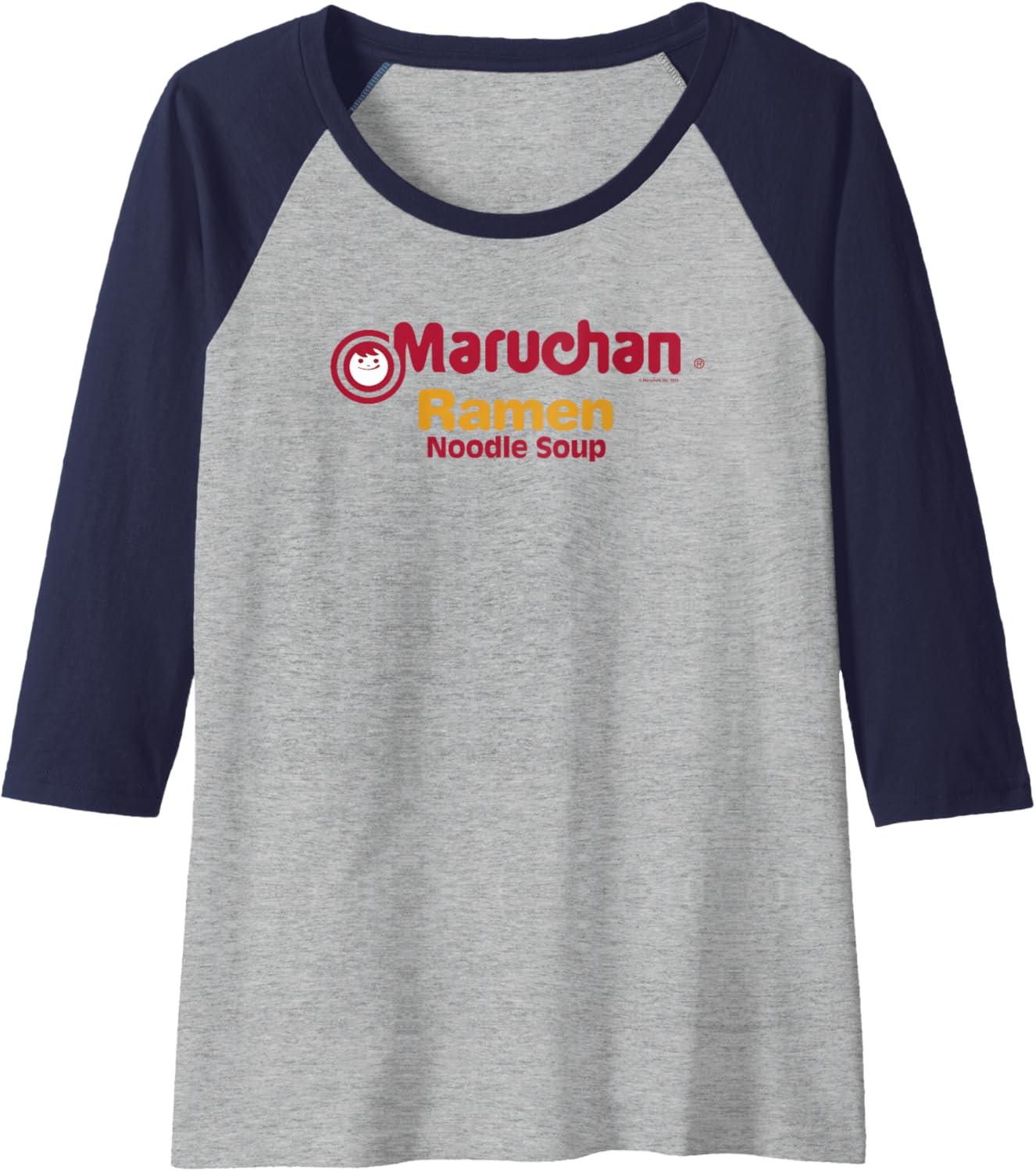 image:imageMaruchan Instant Lunch Ramen Noodle Soup Logo Raglan Baseball TeeNavy BlueAthletic Heather