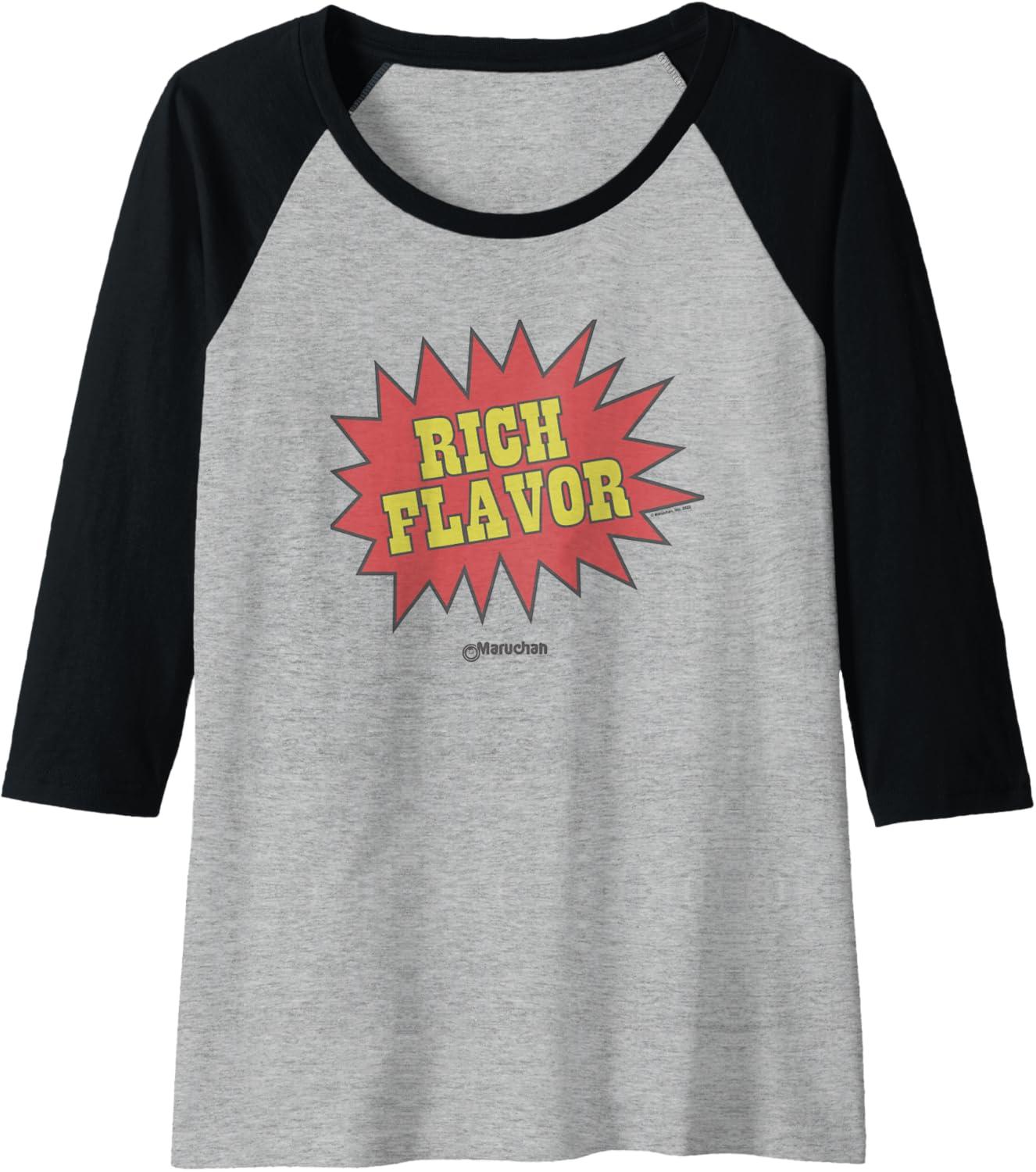 image:imageMaruchan Instant Lunch Rich Flavor Comic Onomatopoeia Raglan Baseball TeeBlackAthletic Heather