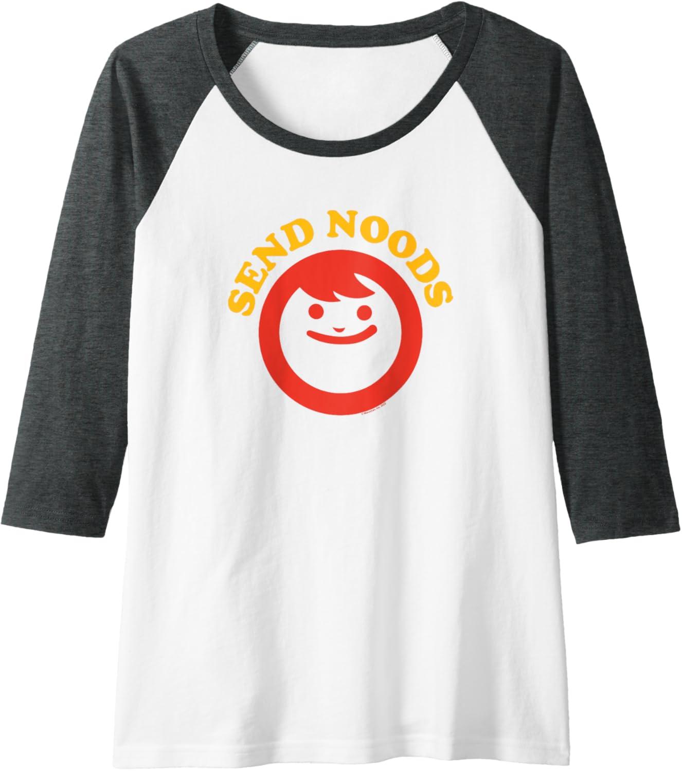 image:imageMaruchan Instant Lunch Send Noods Classic Logo Raglan Baseball TeeDark Heather GreyWhite