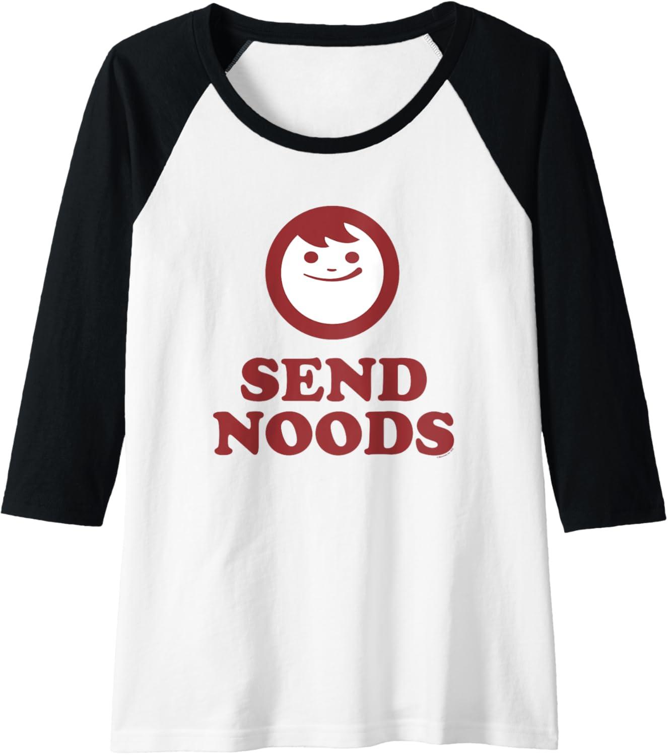 image:imageMaruchan Instant Lunch Send Noods Happy Face Logo Raglan Baseball TeeBlackWhite