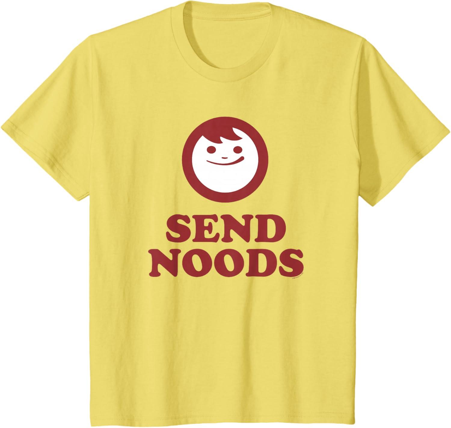 image:imageMaruchan Instant Lunch Send Noods Happy Face Logo TShirtLemon Yellow