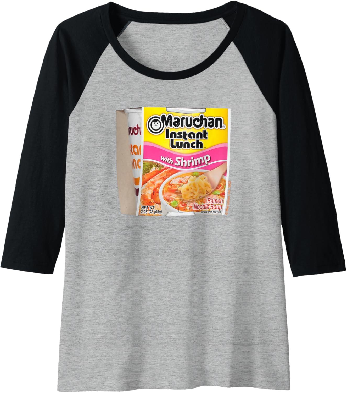 image:imageMaruchan Instant Lunch Shrimp Flavor Package Noodle Cup Raglan Baseball TeeBlackAthletic Heather