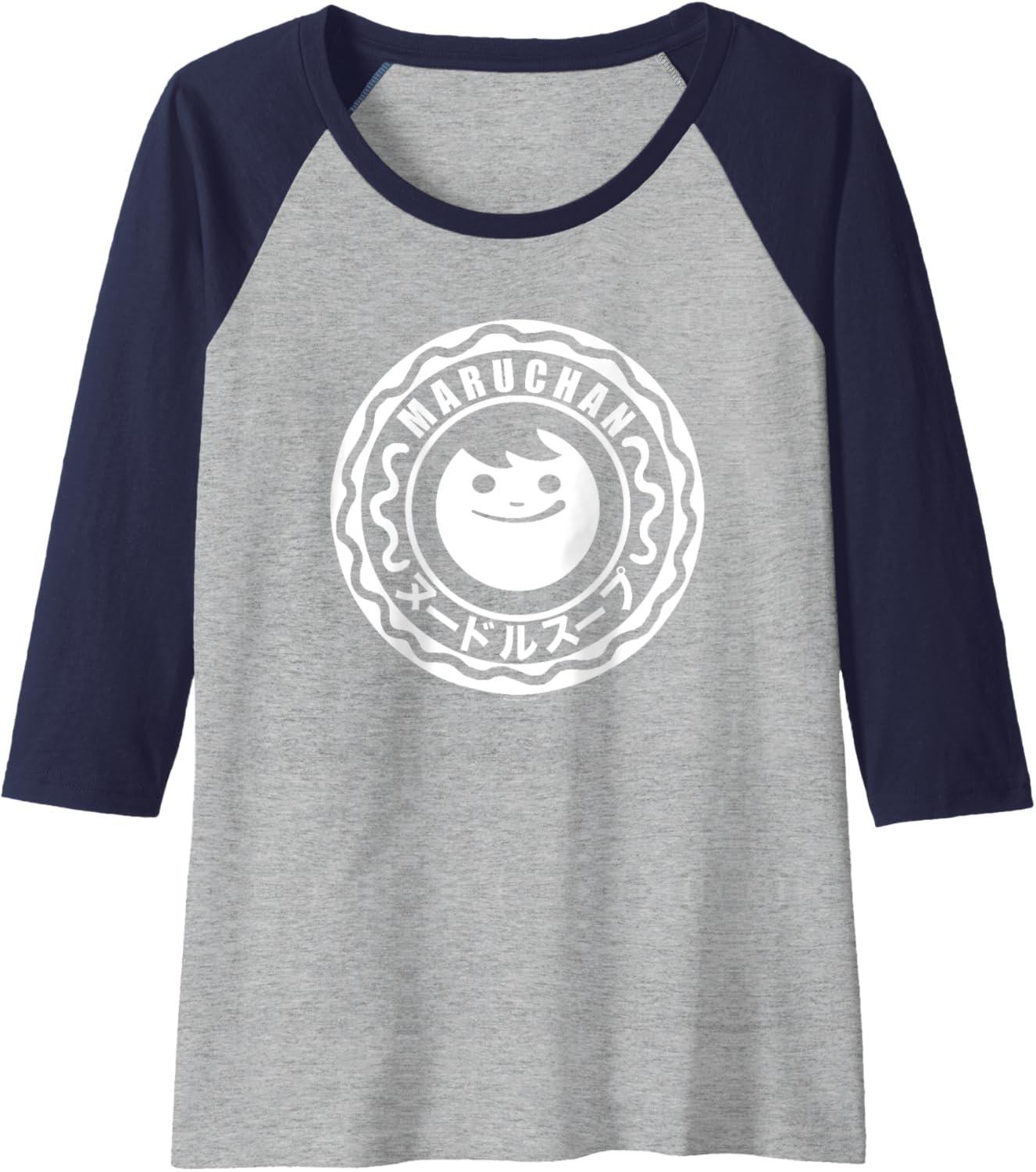 image:imageMaruchan Instant Lunch Soup Circular Official Logo Raglan Baseball TeeNavy BlueAthletic Heather