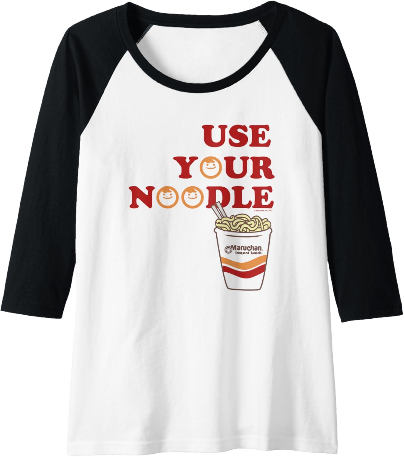 image:imageMaruchan Instant Lunch Use Your Noodle Cup Logo Raglan Baseball TeeBlackWhite