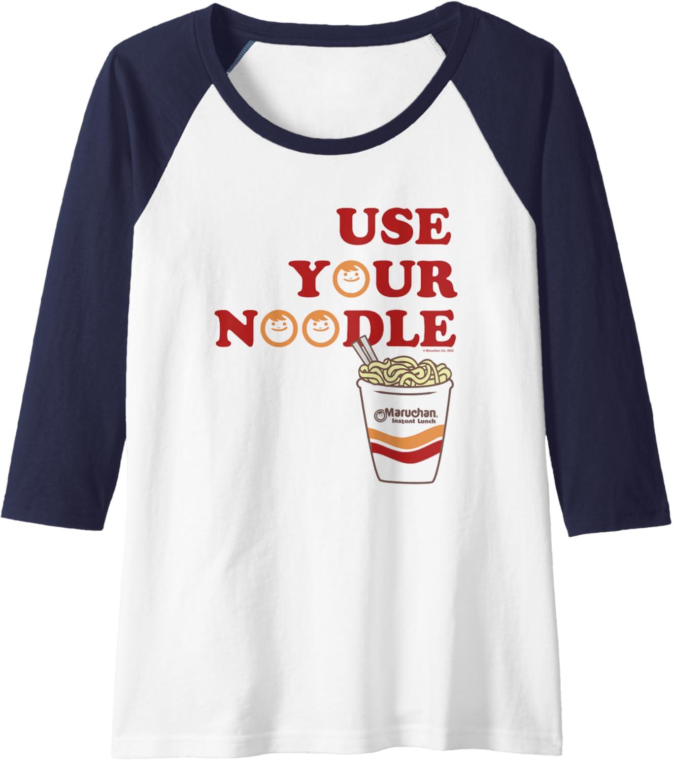 image:imageMaruchan Instant Lunch Use Your Noodle Cup Logo Raglan Baseball TeeNavy BlueWhite