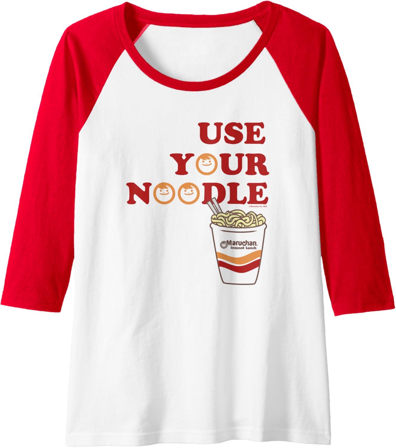 image:imageMaruchan Instant Lunch Use Your Noodle Cup Logo Raglan Baseball TeeRedWhite