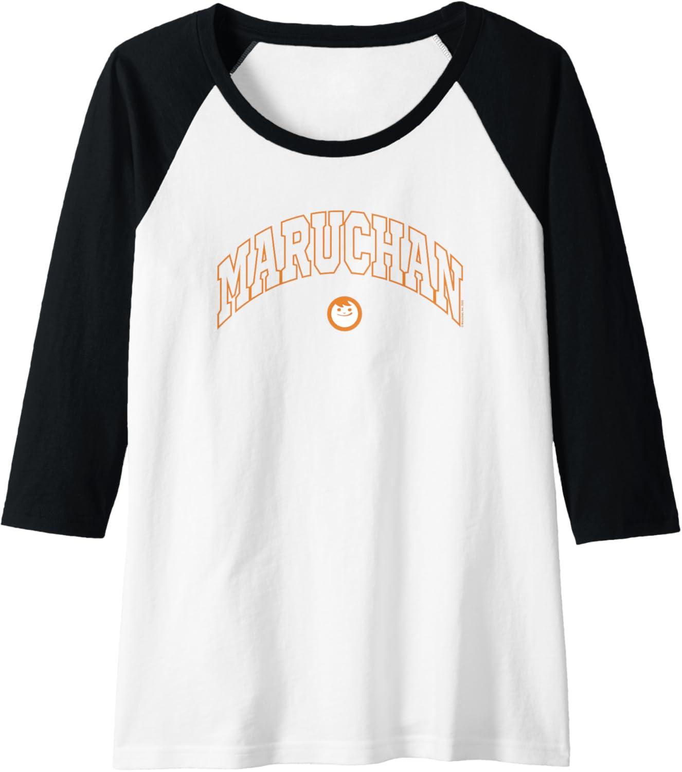 image:imageMaruchan Instant Lunch Varsity Style Font Classic Logo Raglan Baseball TeeBlackWhite