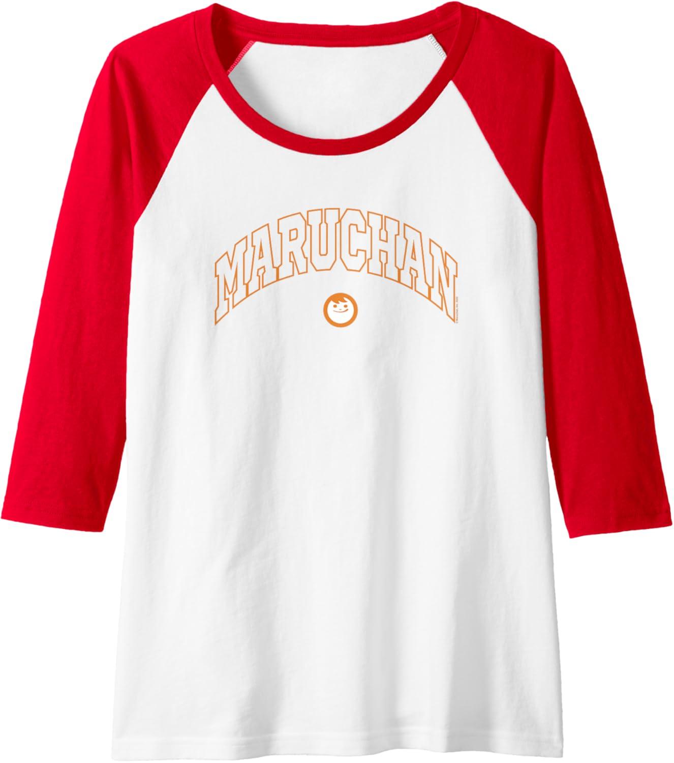 image:imageMaruchan Instant Lunch Varsity Style Font Classic Logo Raglan Baseball TeeRedWhite