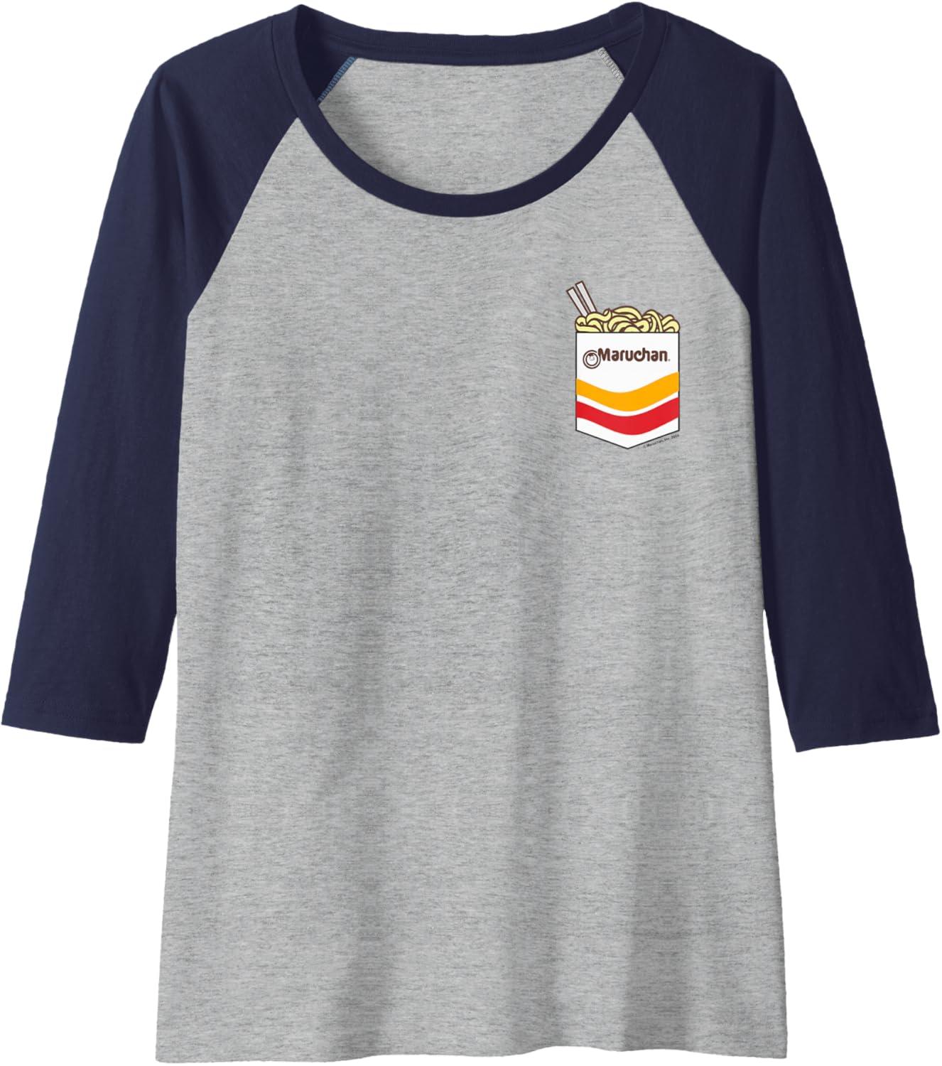 image:imageMaruchan Instant Noodles Faux Pocket Logo Raglan Baseball TeeNavy BlueAthletic Heather