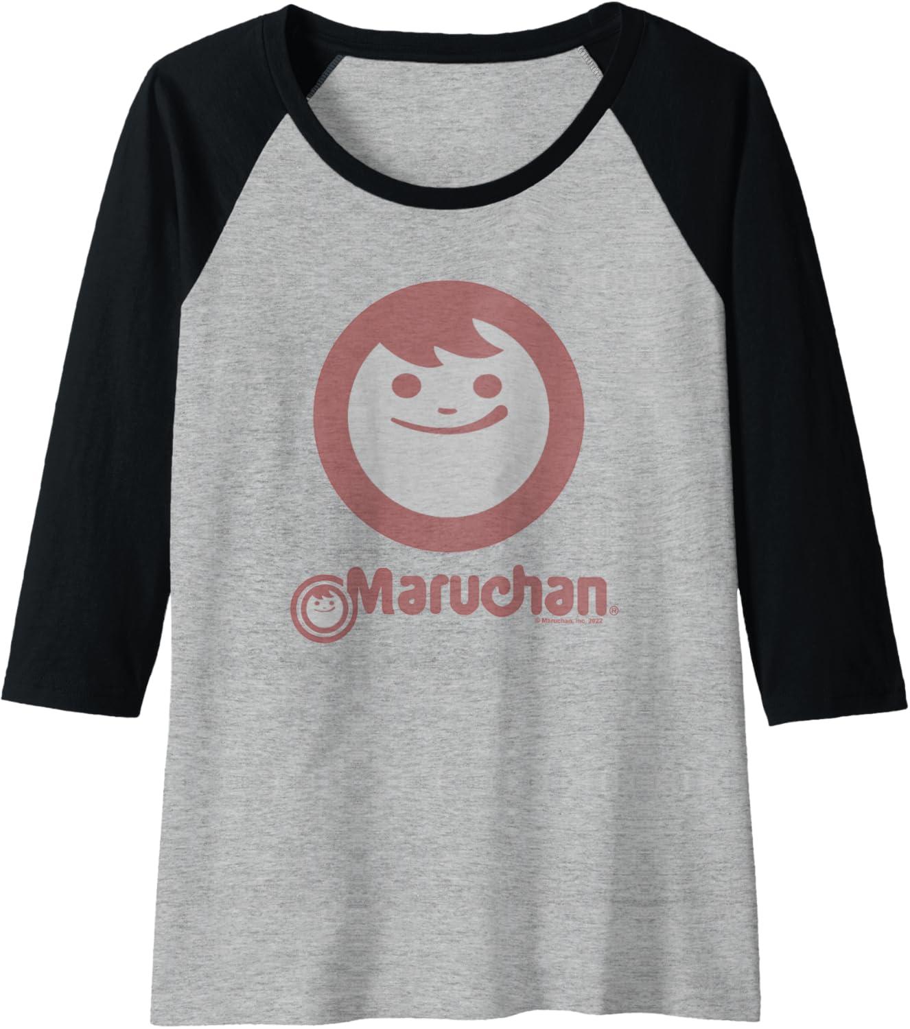 image:imageMaruchan Instant Smile Big Face Logo Raglan Baseball TeeBlackAthletic Heather