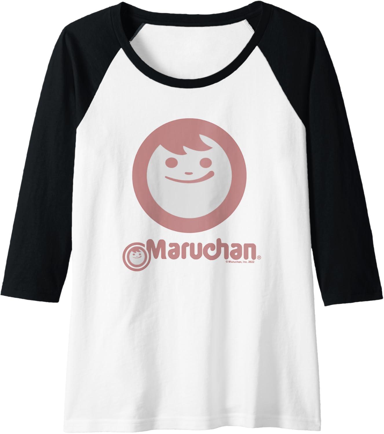 image:imageMaruchan Instant Smile Big Face Logo Raglan Baseball TeeBlackWhite