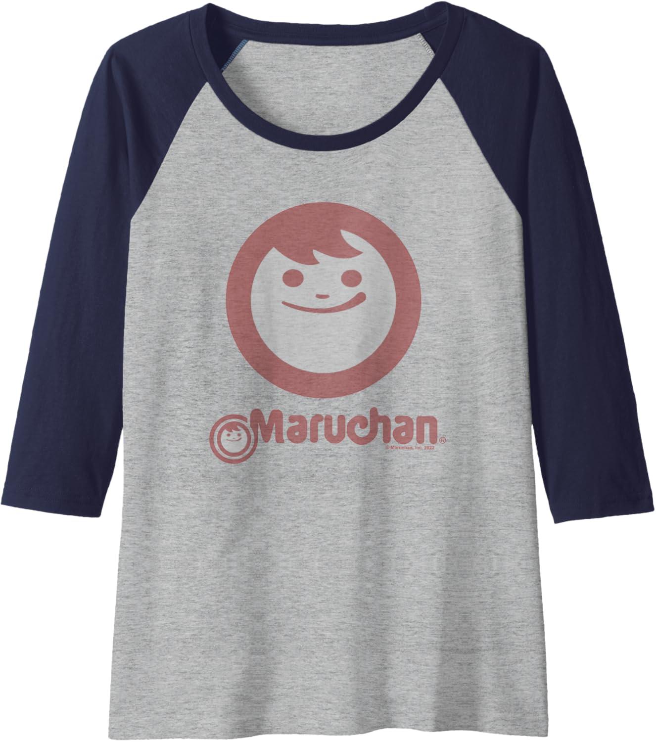 image:imageMaruchan Instant Smile Big Face Logo Raglan Baseball TeeNavy BlueAthletic Heather