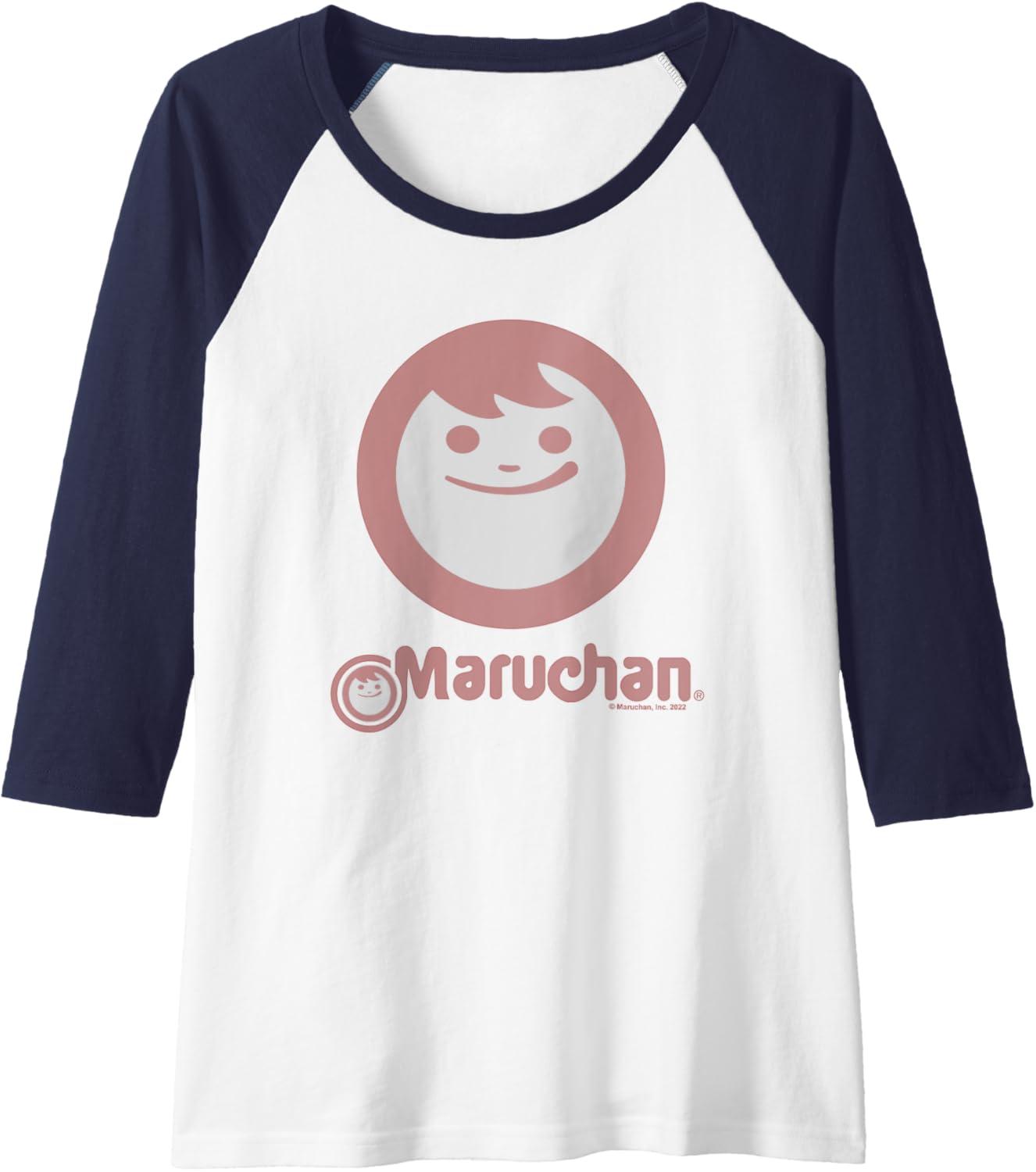 image:imageMaruchan Instant Smile Big Face Logo Raglan Baseball TeeNavy BlueWhite