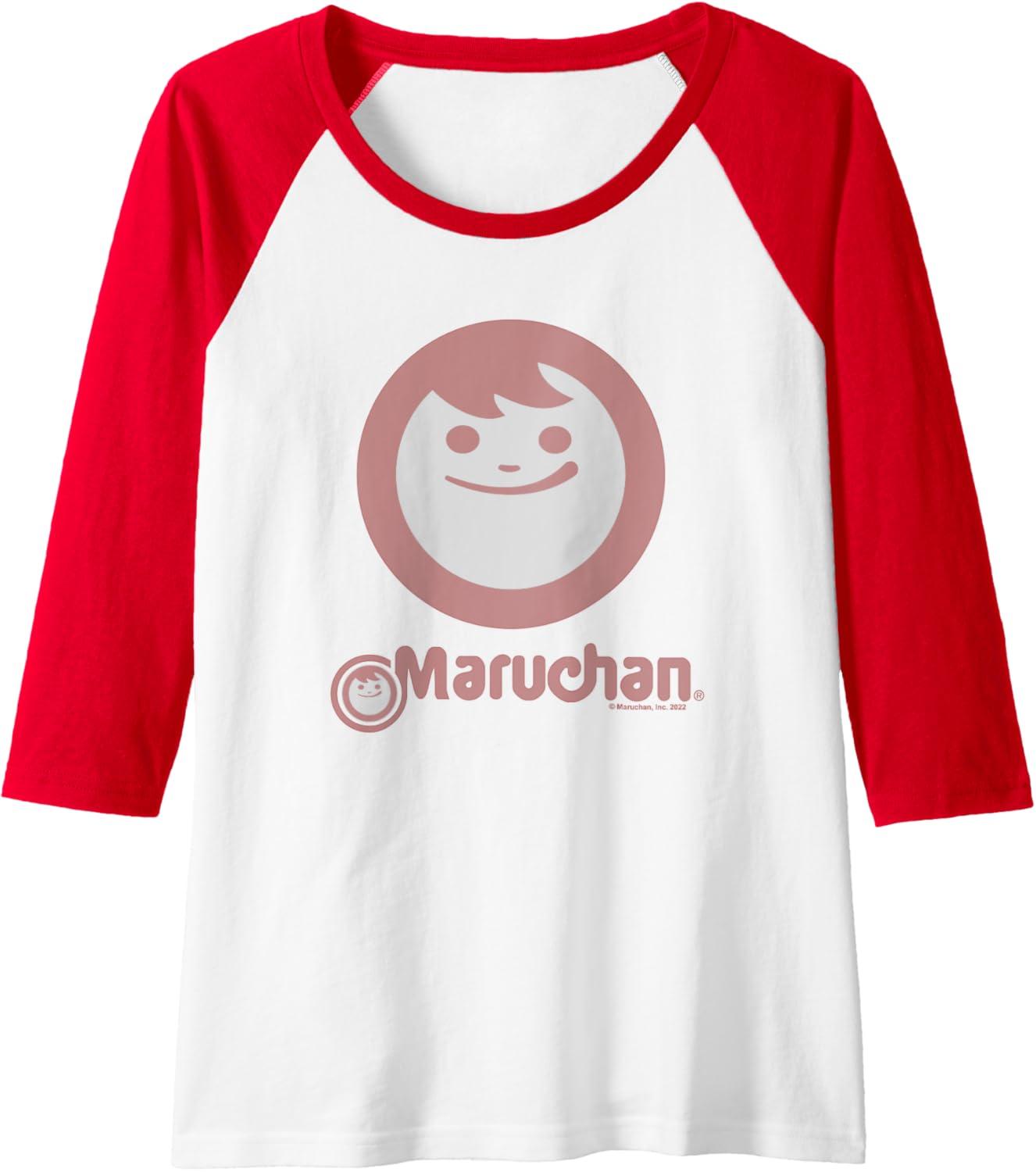 image:imageMaruchan Instant Smile Big Face Logo Raglan Baseball TeeRedWhite