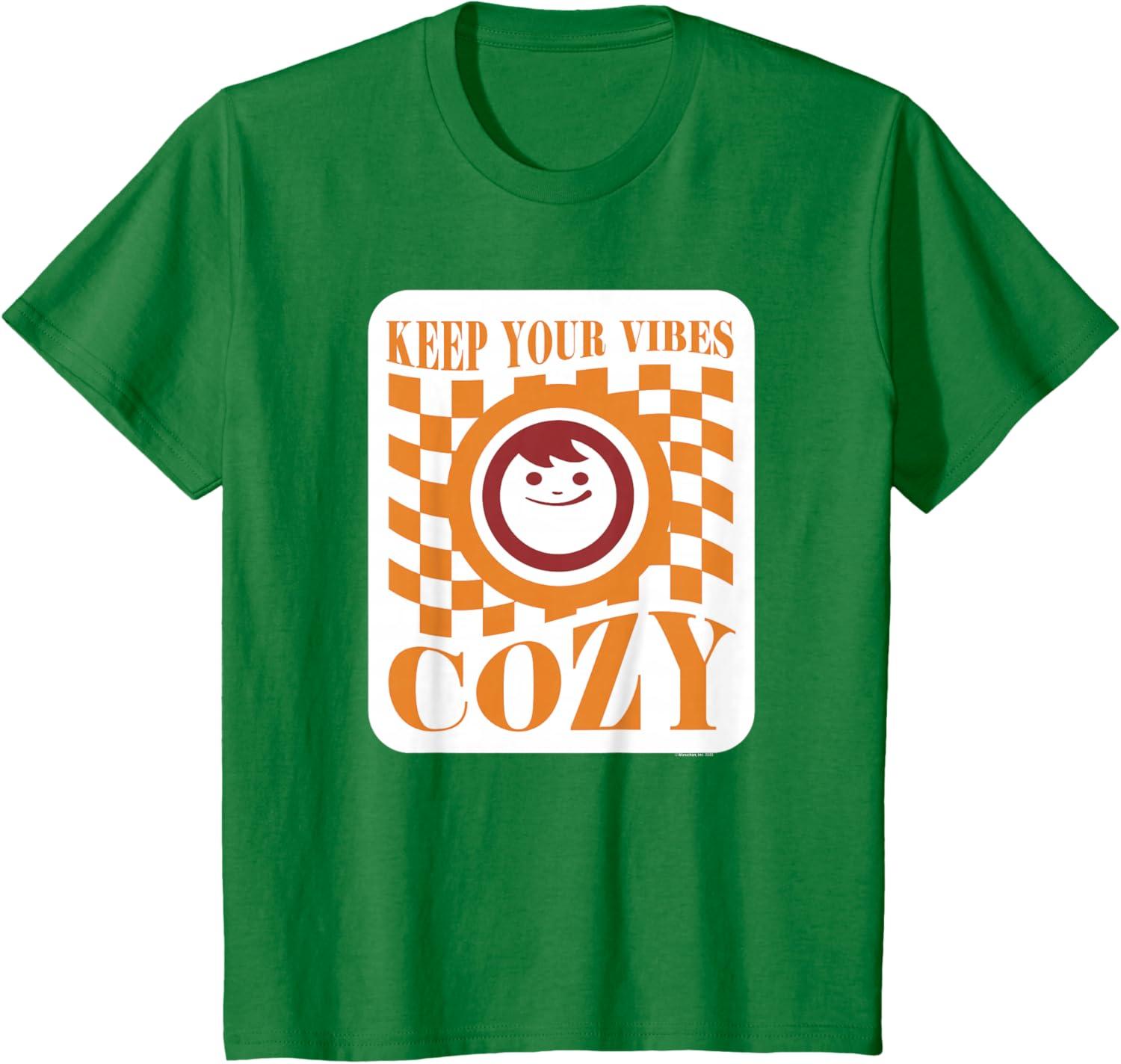 image:imageMaruchan Keep Your Vibes Cozy Checker Smiley Face Logo TShirtKelly Green