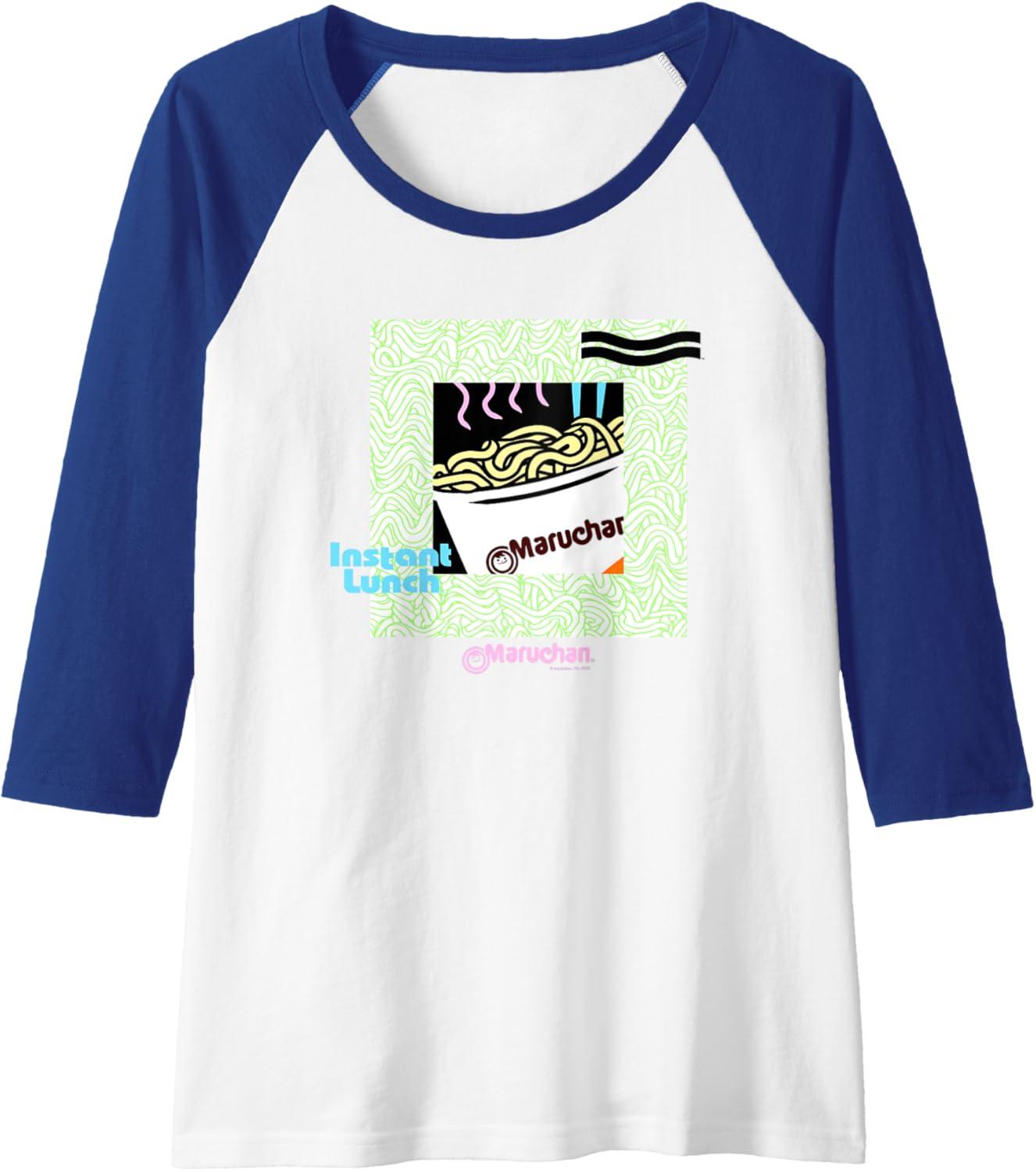 image:imageMaruchan Noodle Cup Instant Lunch Poster Raglan Baseball TeeRoyal BlueWhite