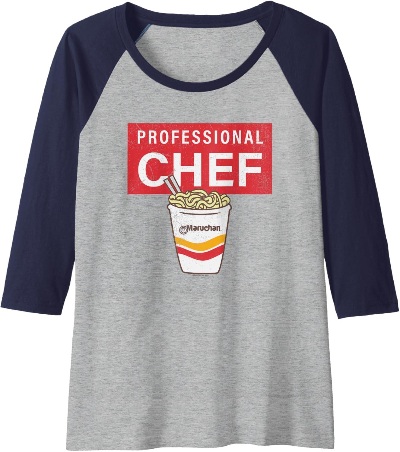 image:imageMaruchan Professional Ramen Noodle Chef Raglan Baseball TeeNavy BlueAthletic Heather