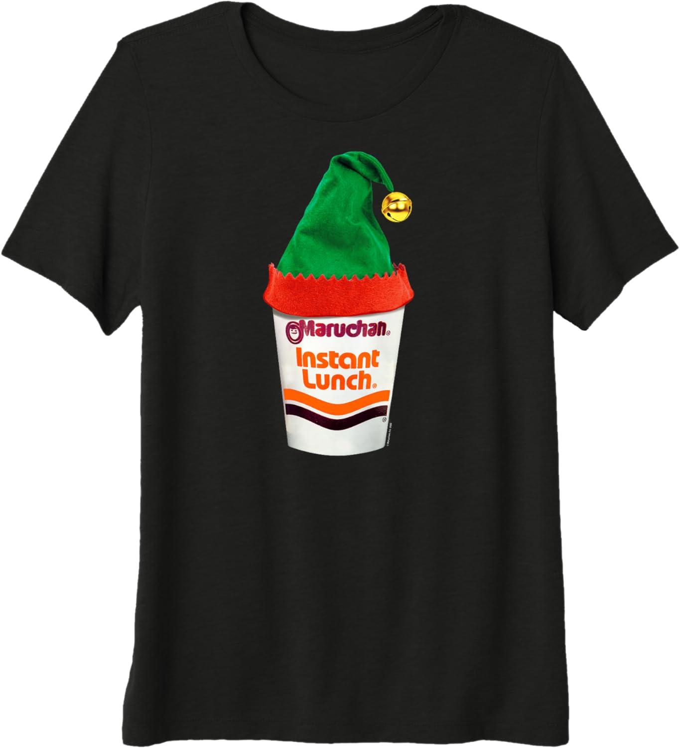 image:imageMaruchan Ramen Cup Christmas Elf Hat Premium TShirtBlack