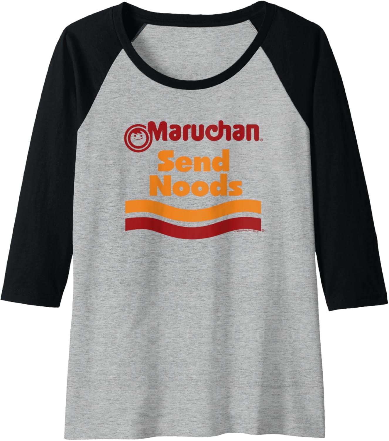 image:imageMaruchan Ramen Cup Send Noods Logo Raglan Baseball TeeBlackAthletic Heather