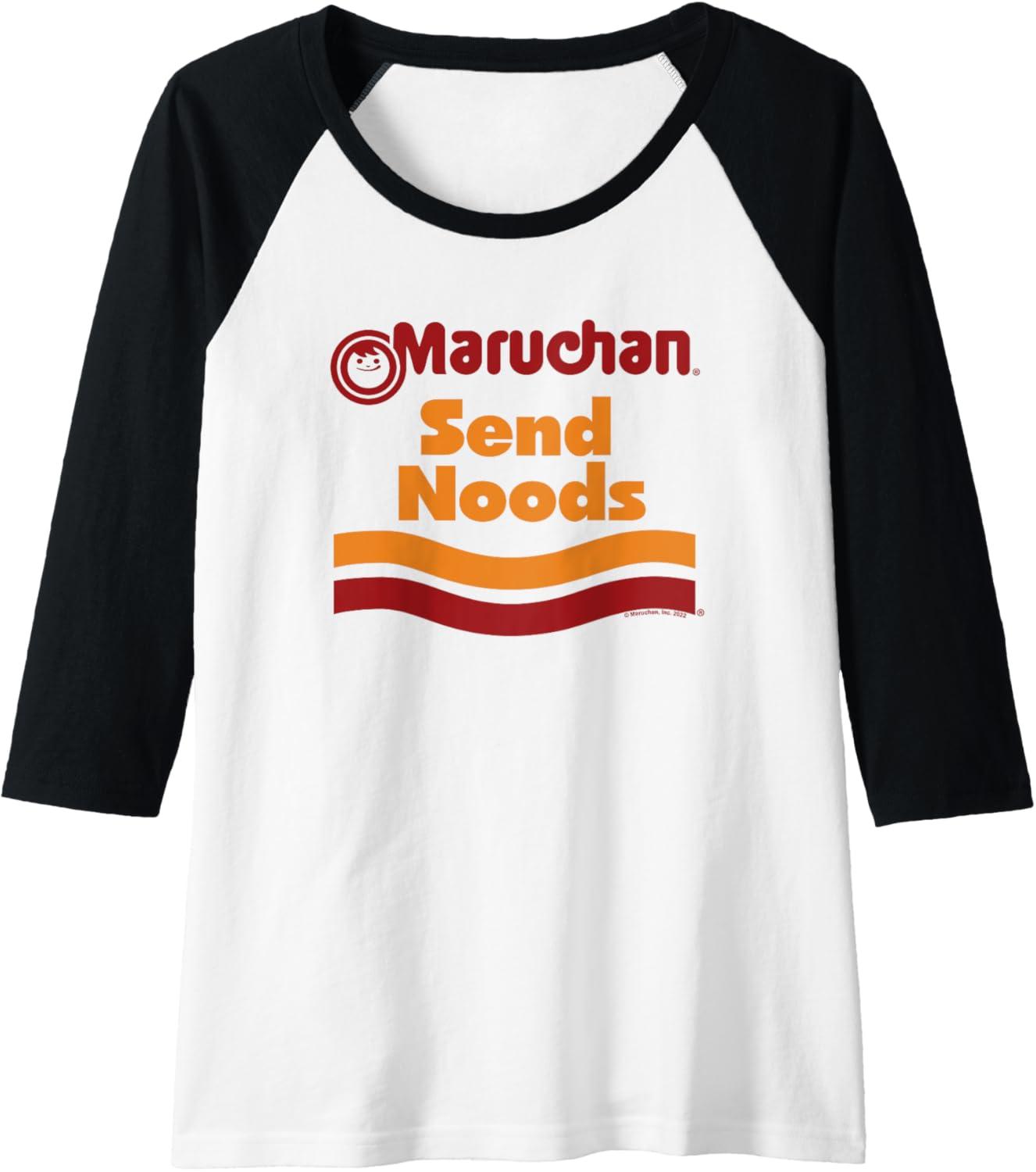 image:imageMaruchan Ramen Cup Send Noods Logo Raglan Baseball TeeBlackWhite