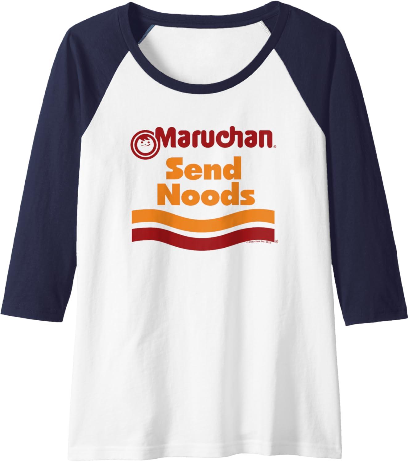 image:imageMaruchan Ramen Cup Send Noods Logo Raglan Baseball TeeNavy BlueWhite