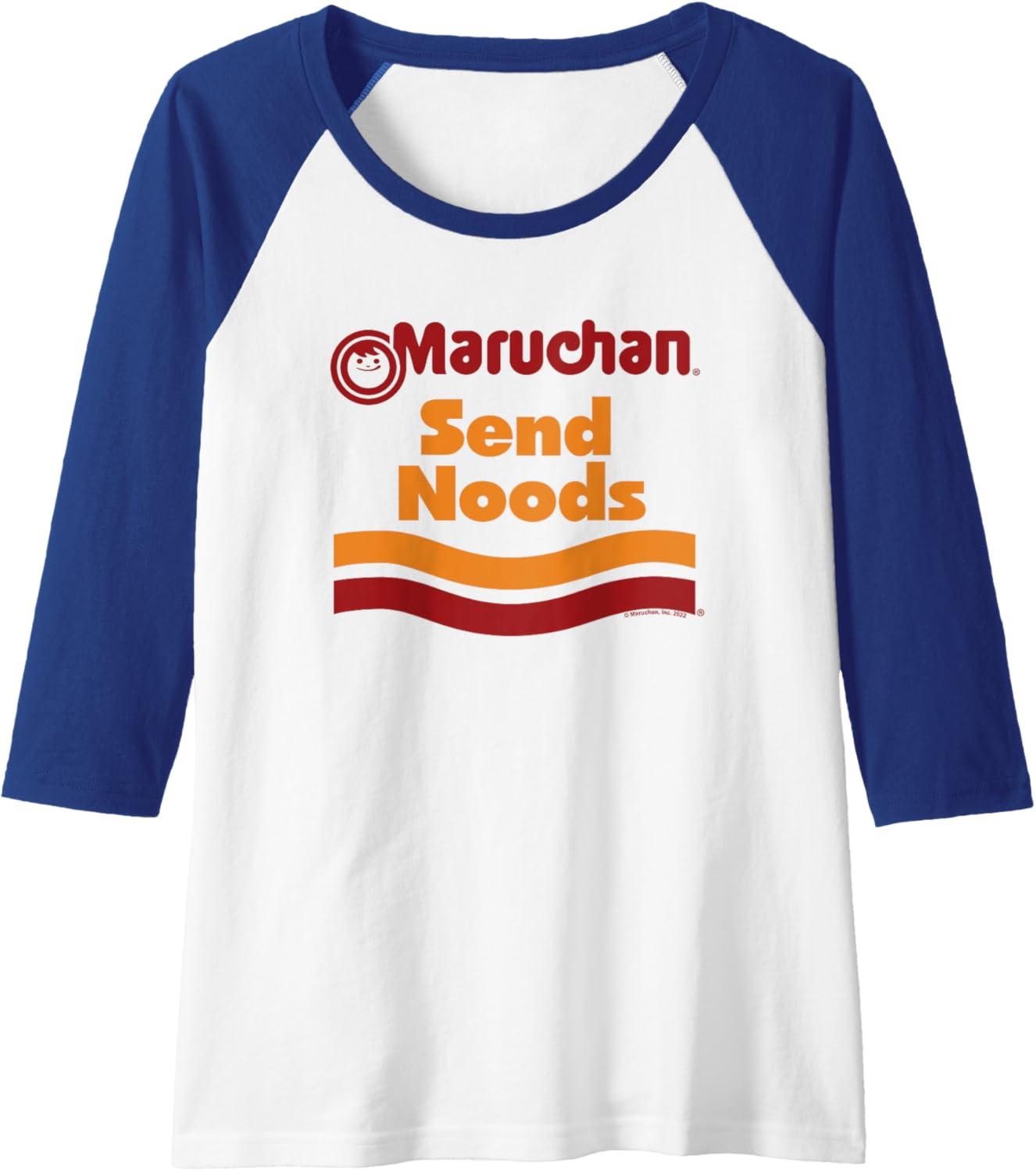 image:imageMaruchan Ramen Cup Send Noods Logo Raglan Baseball TeeRoyal BlueWhite