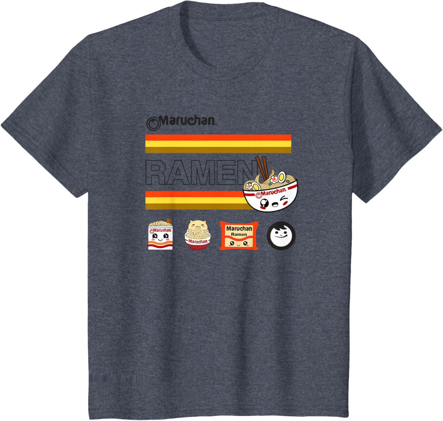 image:imageMaruchan Ramen Cute Anime Faces Logo TShirtHeather Blue