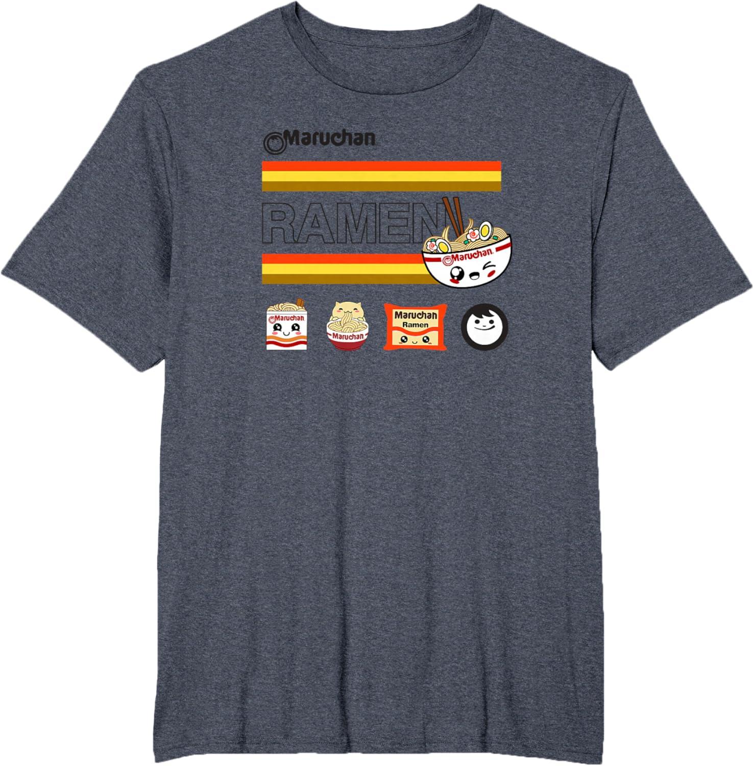 image:imageMaruchan Ramen Cute Anime Faces Logo TShirtHeather Blue