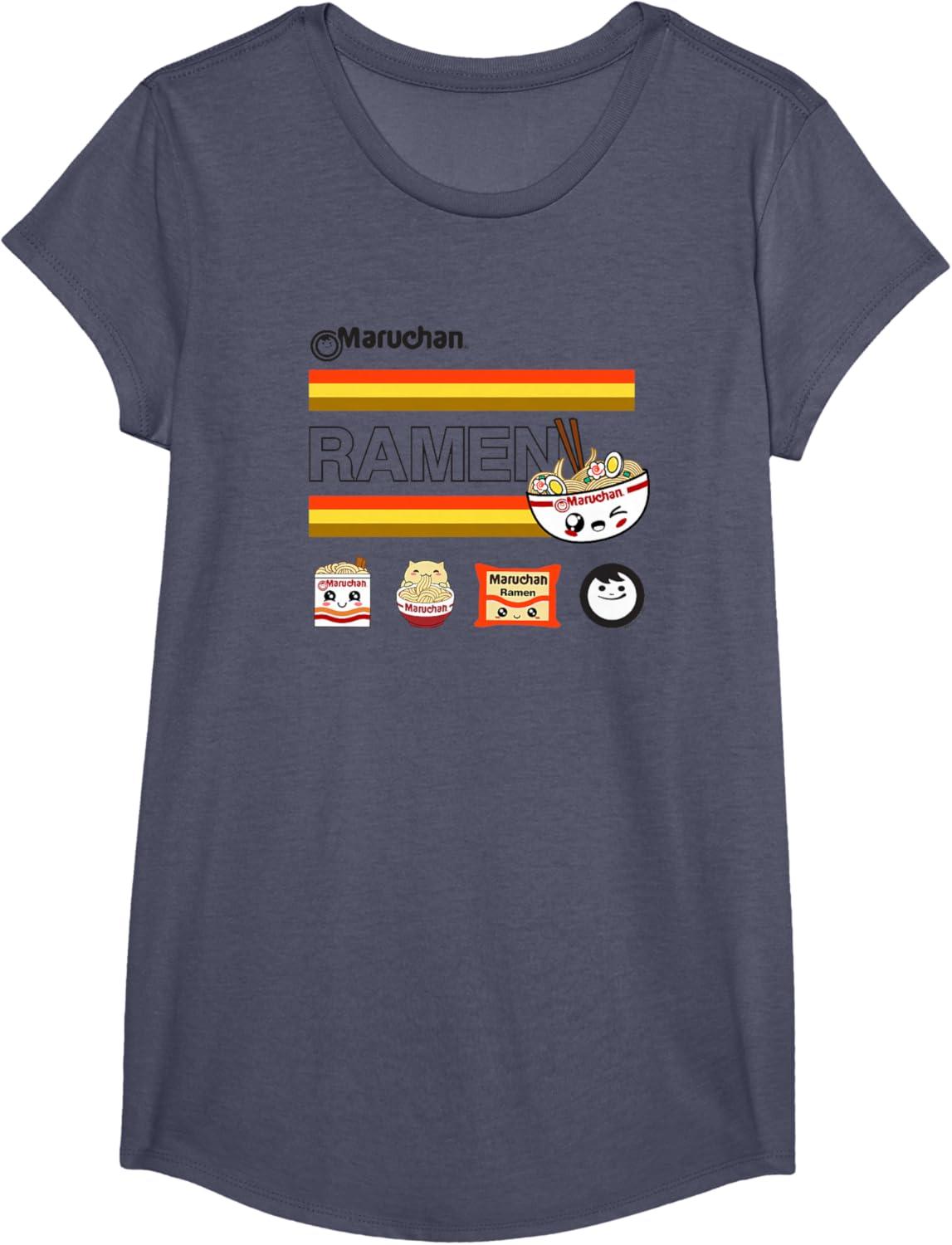 image:imageMaruchan Ramen Cute Anime Faces Logo TShirtHeather Blue