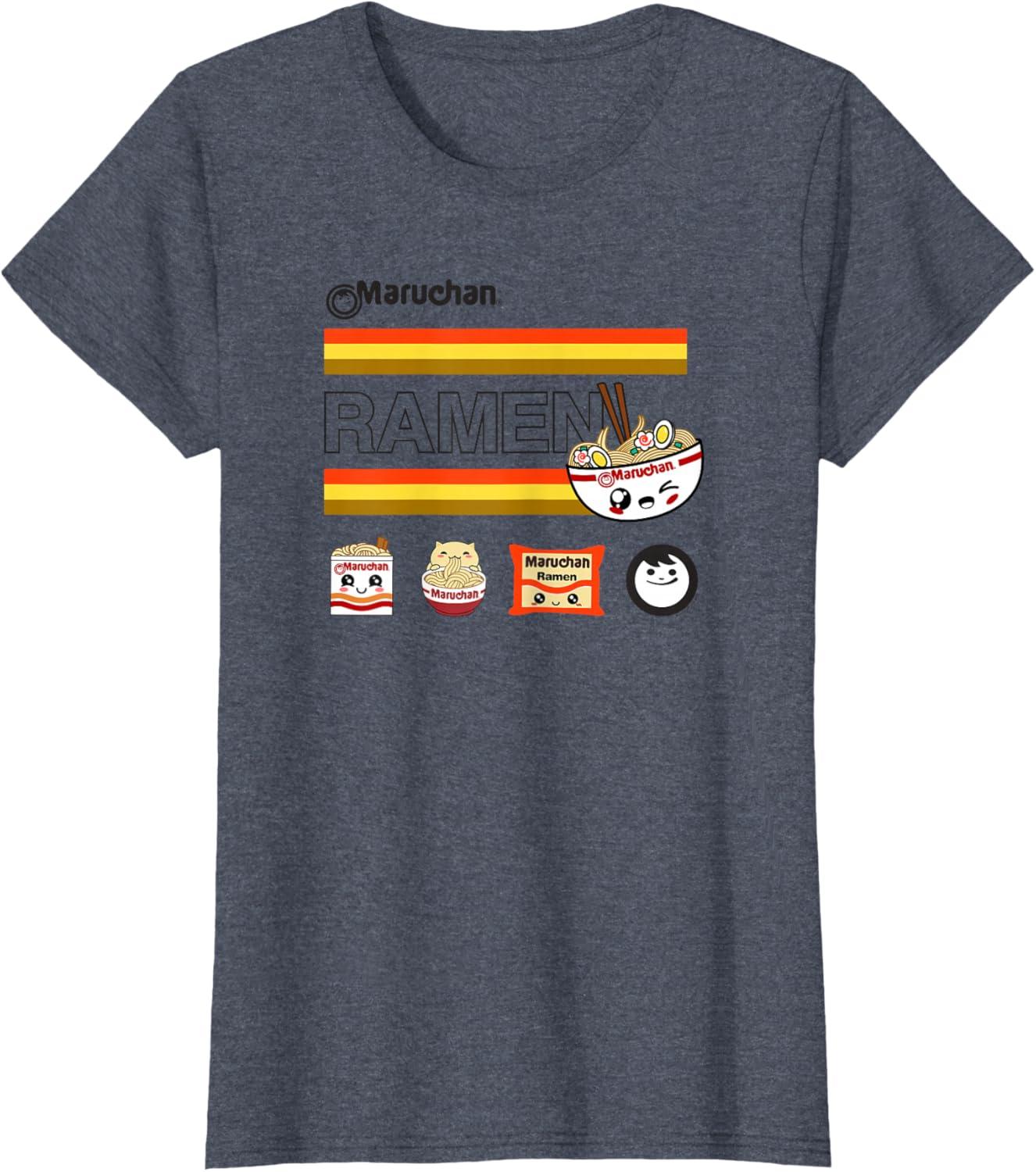 image:imageMaruchan Ramen Cute Anime Faces Logo TShirtHeather Blue