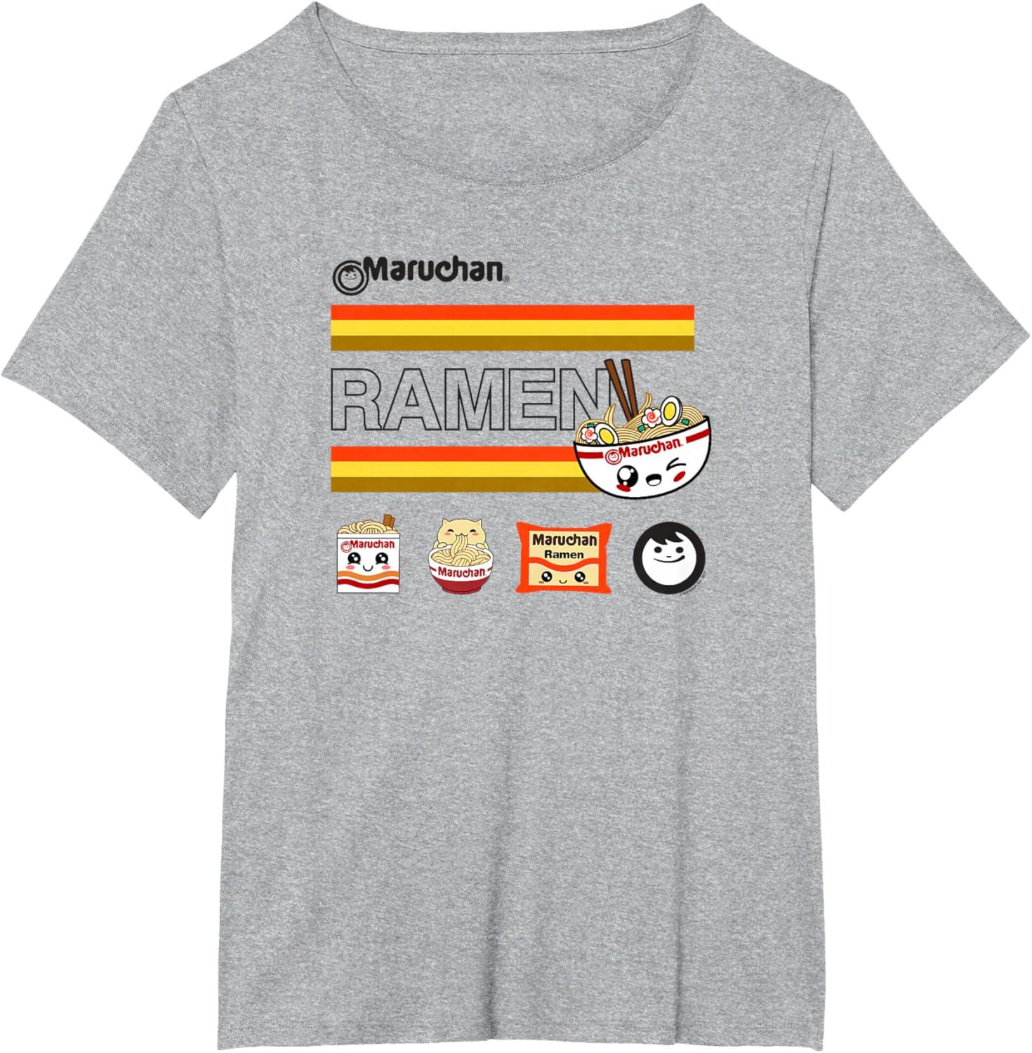 image:imageMaruchan Ramen Cute Anime Faces Logo TShirtHeather Grey