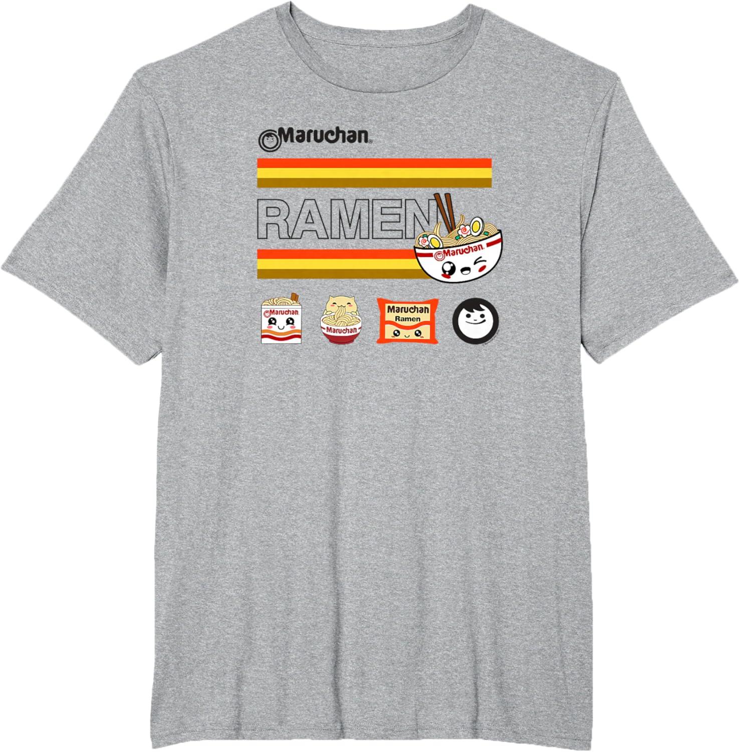 image:imageMaruchan Ramen Cute Anime Faces Logo TShirtHeather Grey